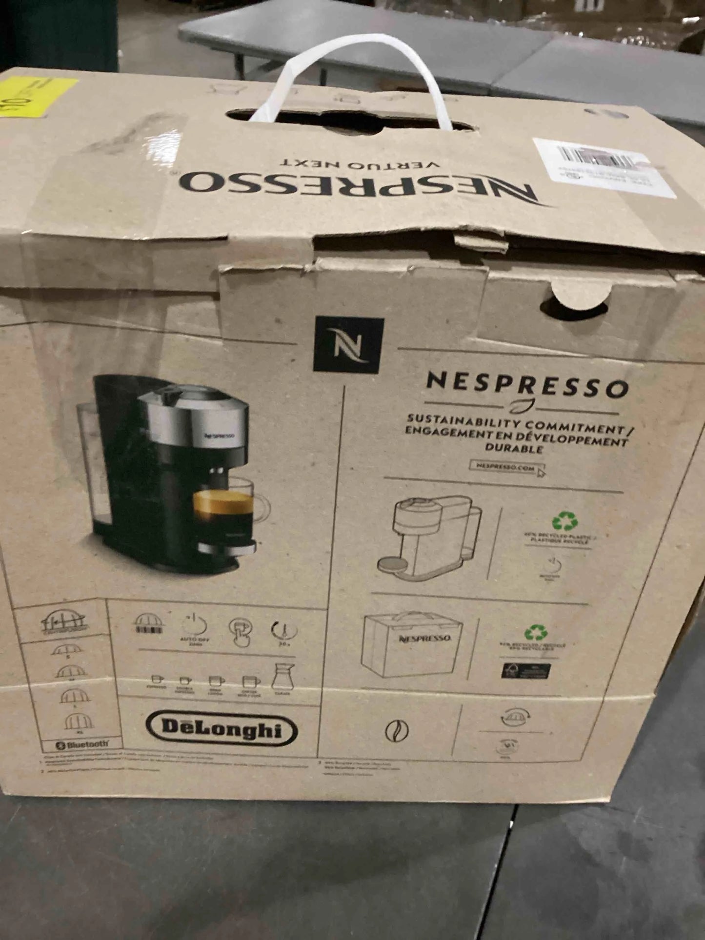 Chrome Plastic, Metal Nespresso Vertuo Next Deluxe Coffee and Espresso Machine by De'Longhi, Chrome, As Is condition - View 2