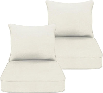 (ONLY 1 SET) 22x24 inch Outdoor/Indoor Deep Seat Patio Cushions Set of 2 Deep Seat Bottom Resilient Foam Filling Water Repellent Stain-Resistant UV Resistant Weather Resistant Almond Almond 22