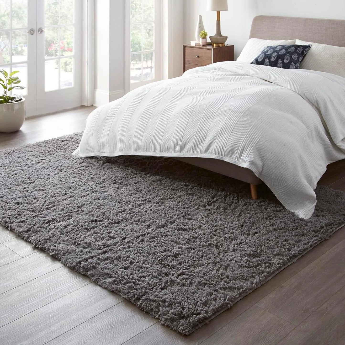Ophanie Upgrade 5x8 Grey Fluffy Carpet - View 7