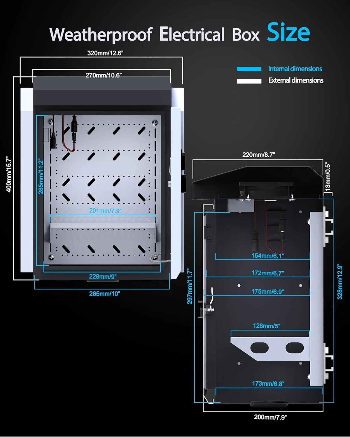 product Galvanized Steel, Aluminum Outdoor Electrical Box with Thermostat and Fan, Precise Temperature Control 0.1°F, IP65 Water Resistant Rating, Galvanized Steel, Aluminum Rear Beam(15.7"x12.6"x9.6"), Good Condition condition - View 4