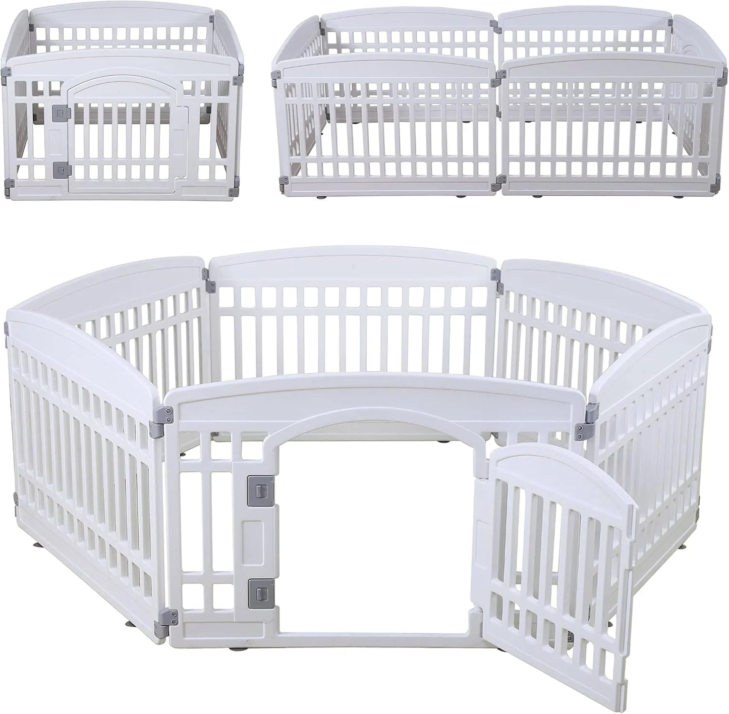 White Heavy Plastic Pet Playpen for Dogs Heavy Plastic Puppy Exercise Pen Indoor Outdoor Small Pets Fence Puppies Folding Cage 6 Panels for Puppies and Small Dogs House Supplies (White 6*Panel) White WHITE 6*panel, Good Condition condition - View 1