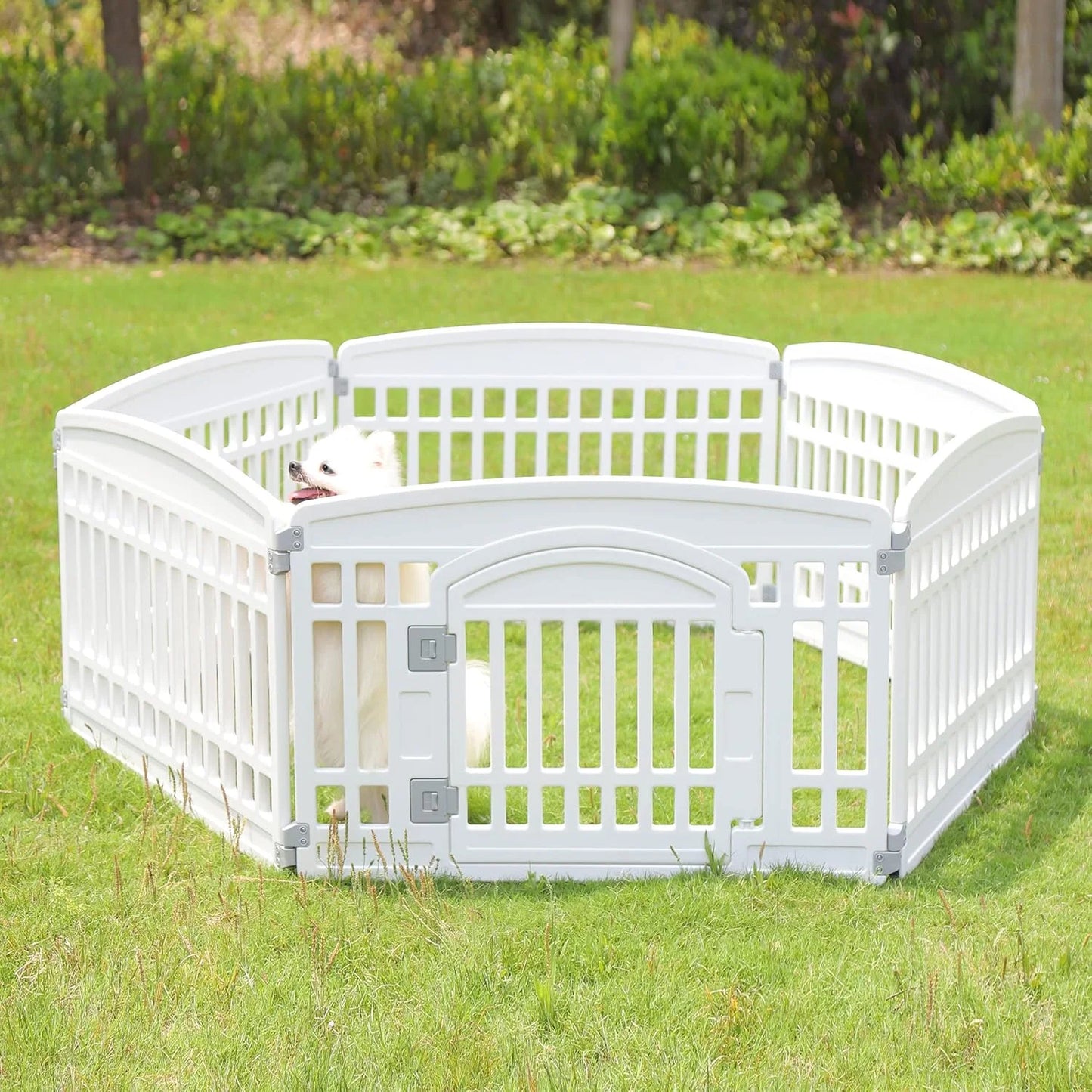 White Heavy Plastic Pet Playpen for Dogs Heavy Plastic Puppy Exercise Pen Indoor Outdoor Small Pets Fence Puppies Folding Cage 6 Panels for Puppies and Small Dogs House Supplies (White 6*Panel) White WHITE 6*panel, Good Condition condition - View 7