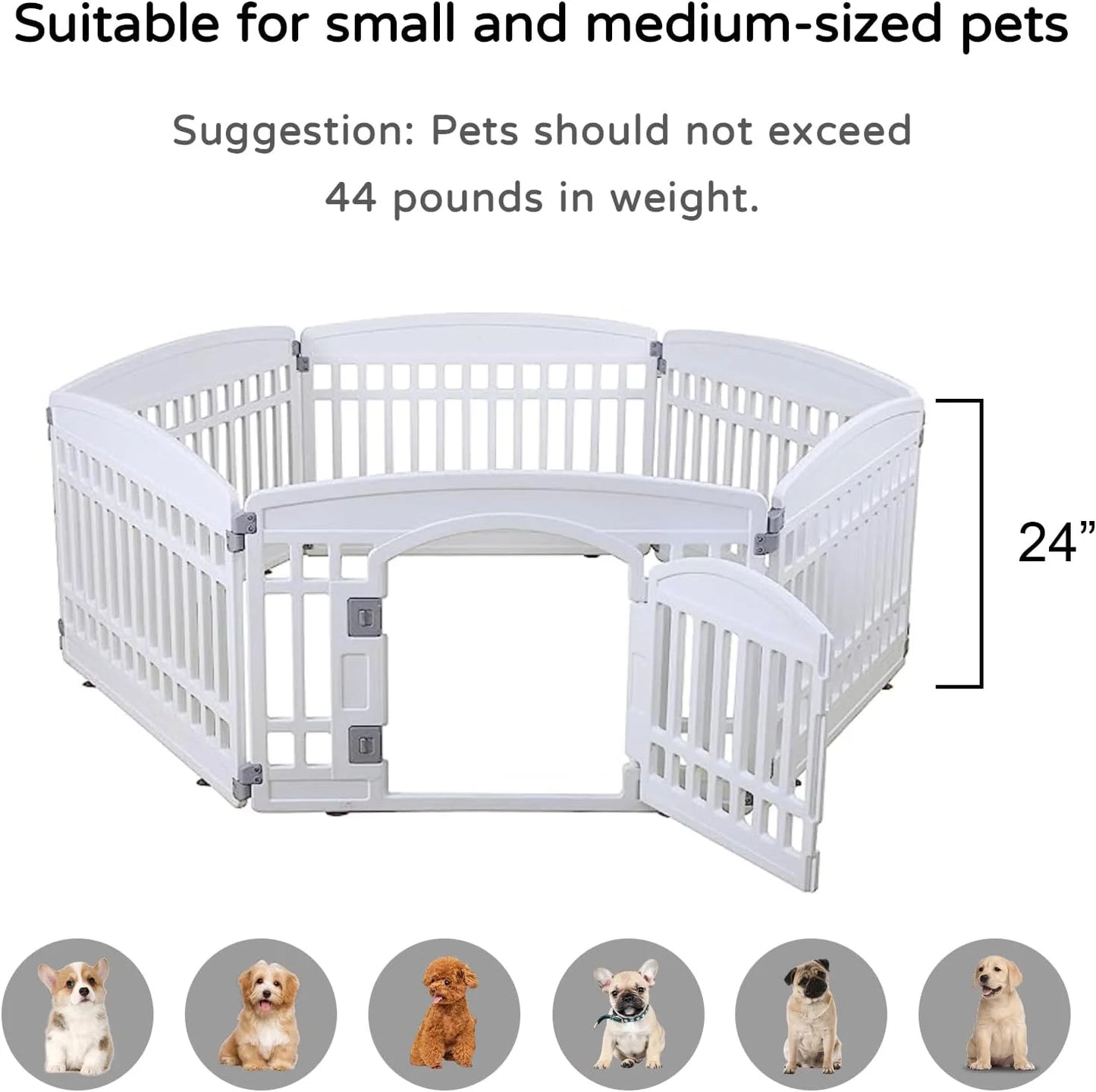 White Heavy Plastic Pet Playpen for Dogs Heavy Plastic Puppy Exercise Pen Indoor Outdoor Small Pets Fence Puppies Folding Cage 6 Panels for Puppies and Small Dogs House Supplies (White 6*Panel) White WHITE 6*panel, Good Condition condition - View 8