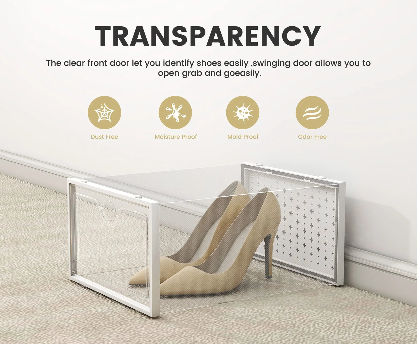 Clear Plastic Pinkpum XXL Larger Shoe Storage Boxes Fit Size 14, Clear Plastic Stackable Shoe Organizer 12 Pack Sneaker Storage for Sneakerheads Shoe Containers, Good Condition condition - View 7