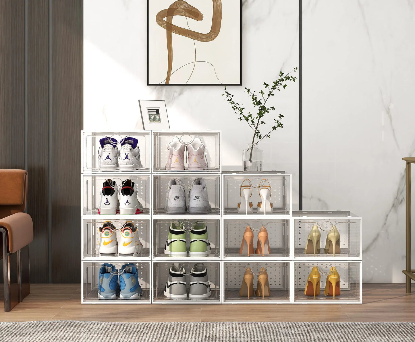 Clear Plastic Pinkpum XXL Larger Shoe Storage Boxes Fit Size 14, Clear Plastic Stackable Shoe Organizer 12 Pack Sneaker Storage for Sneakerheads Shoe Containers, Good Condition condition - View 8
