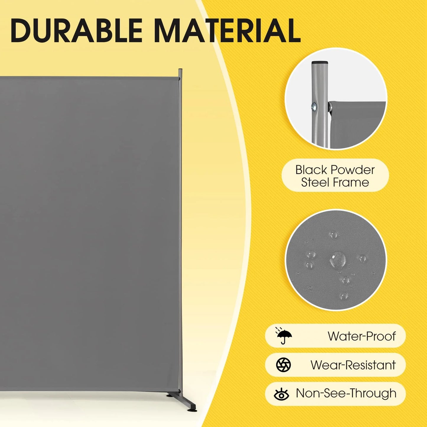 Gray/Grey N/A Rantila Indoor Room Divider, Portable Office Divider, Room Divider Wall Screen 2 Large Panel, Folding Partition Privacy Screen Walls Dividers for Room Separator 142" W x 71" H,Gray,Grey, Good Condition condition - View 9
