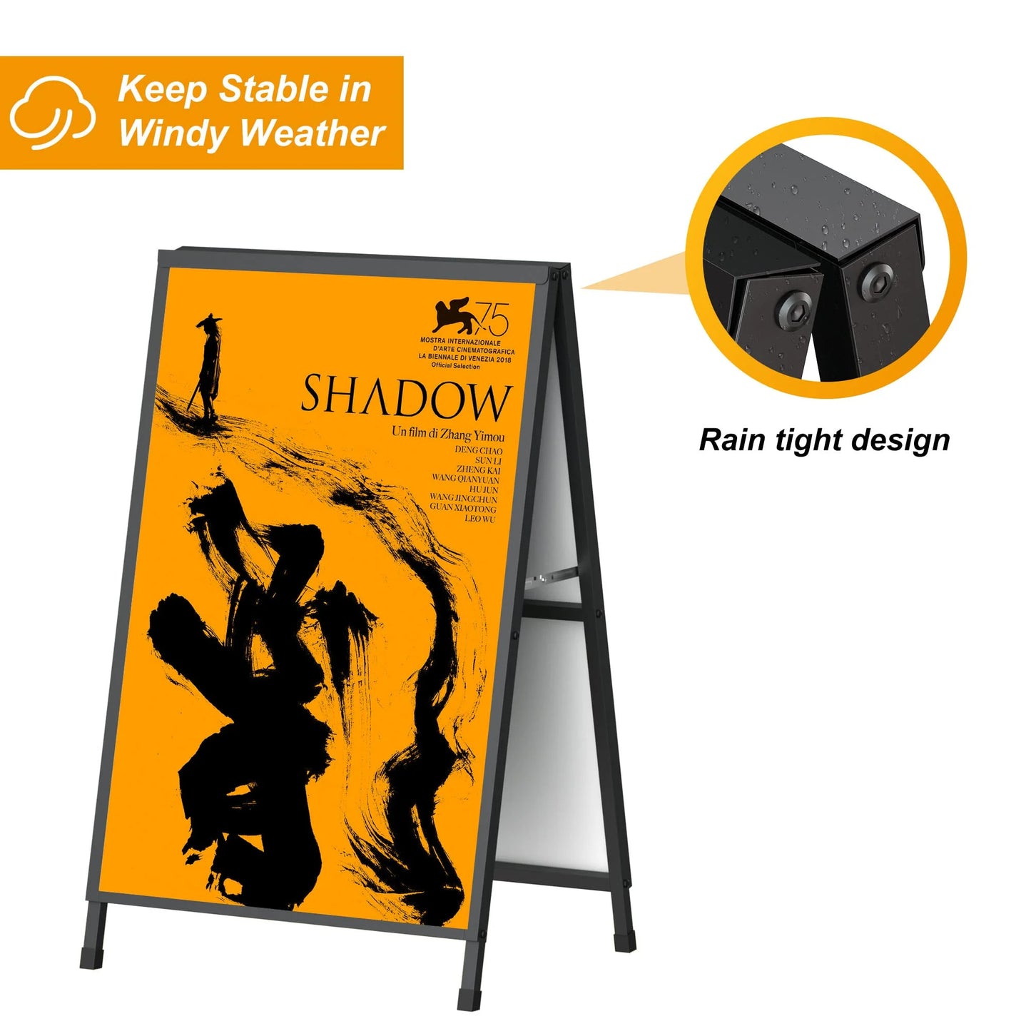 Black Metal Relx A Frame Sign Holder Outdoor Sandwich Boards Holder 24x36 inches Sidewalk Signs for Businesses Outdoor - Holder only, Good Condition condition - View 7