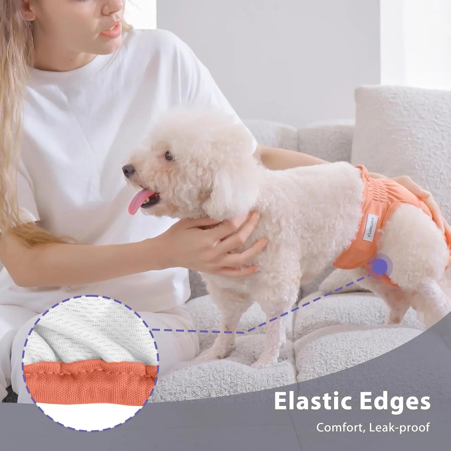 Assorted Fabric Reusable Female Dog Diapers for Small Dogs,(4 Pack) Easy Absorbent Puppy Diapers for Peeing,in Heat,Dog Period Panties,S, Brand New condition - View 10