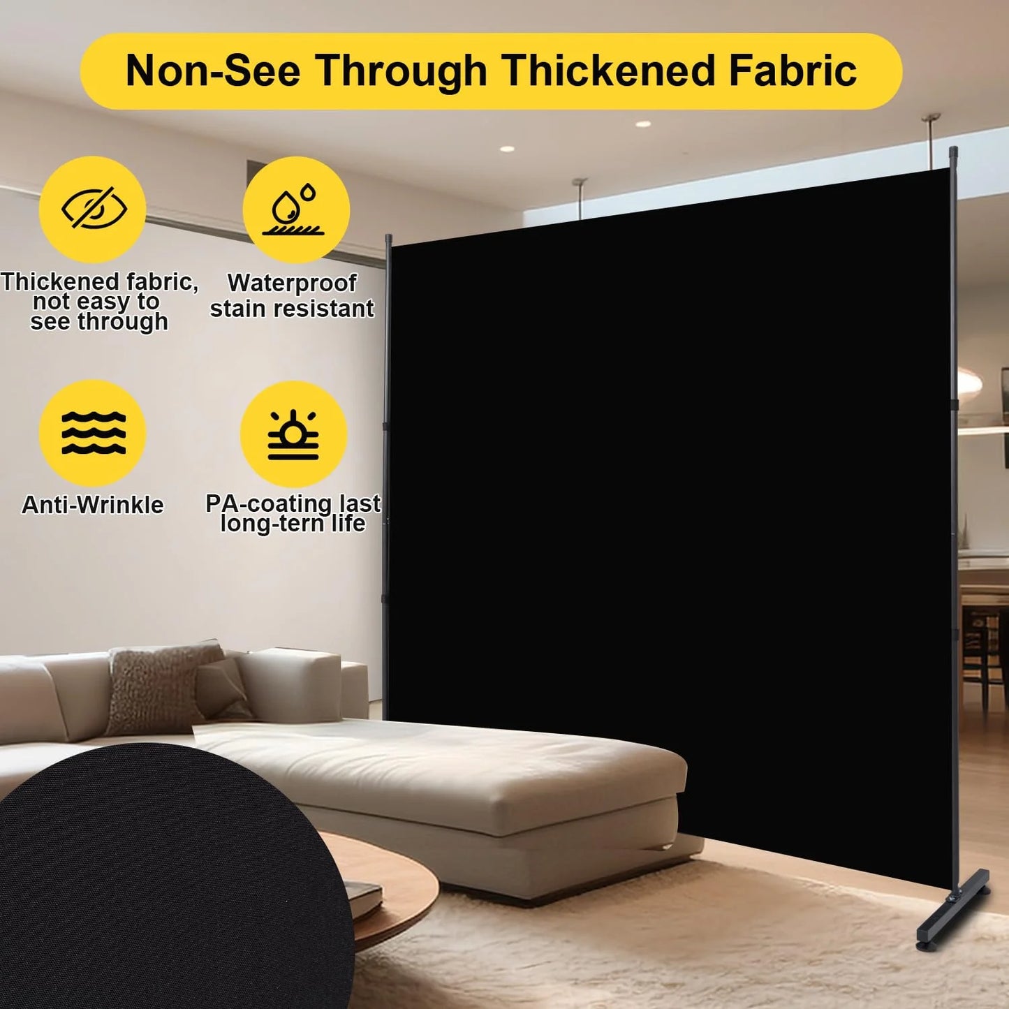 6FT Single Panel Privacy Screen Room Divider - View 4