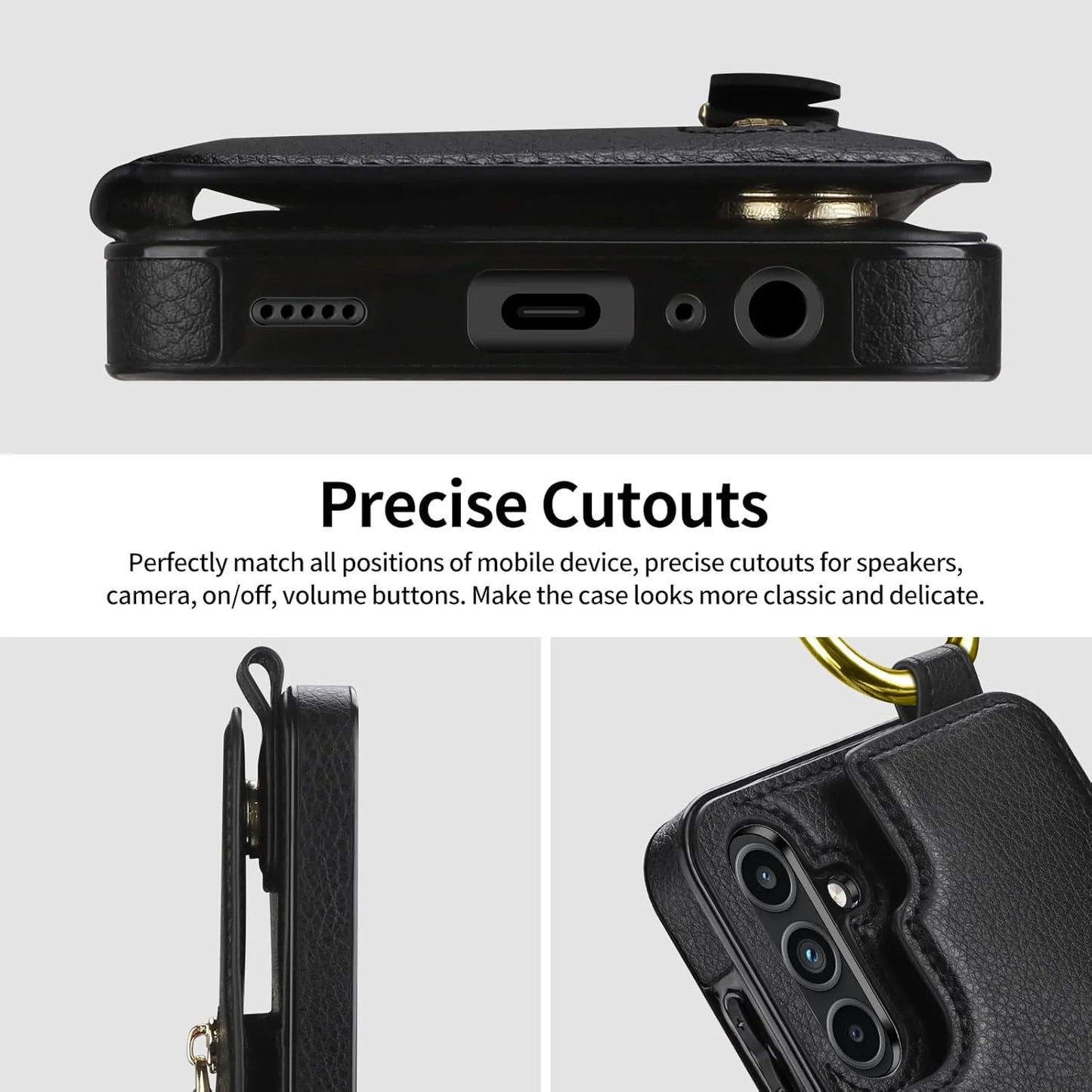 Black PU Leather SAMONPOW for Samsung Galaxy A15 5G Case Wallet with Card Holder, Premium PU Leather Kickstand Card Slots Case, Double Magnetic Clasp Durable Shockproof Phone Case for Samsung A15 5G, Black, Brand New condition - View 9