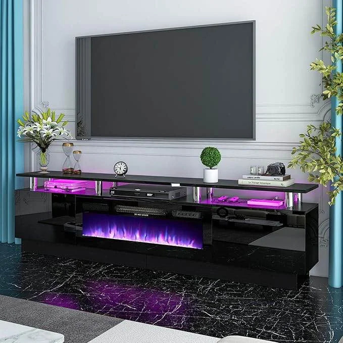 product 2 Tier Fireplace TV Stand For Black TV Stand Box 1 Of 2, Good Condition condition - View 1