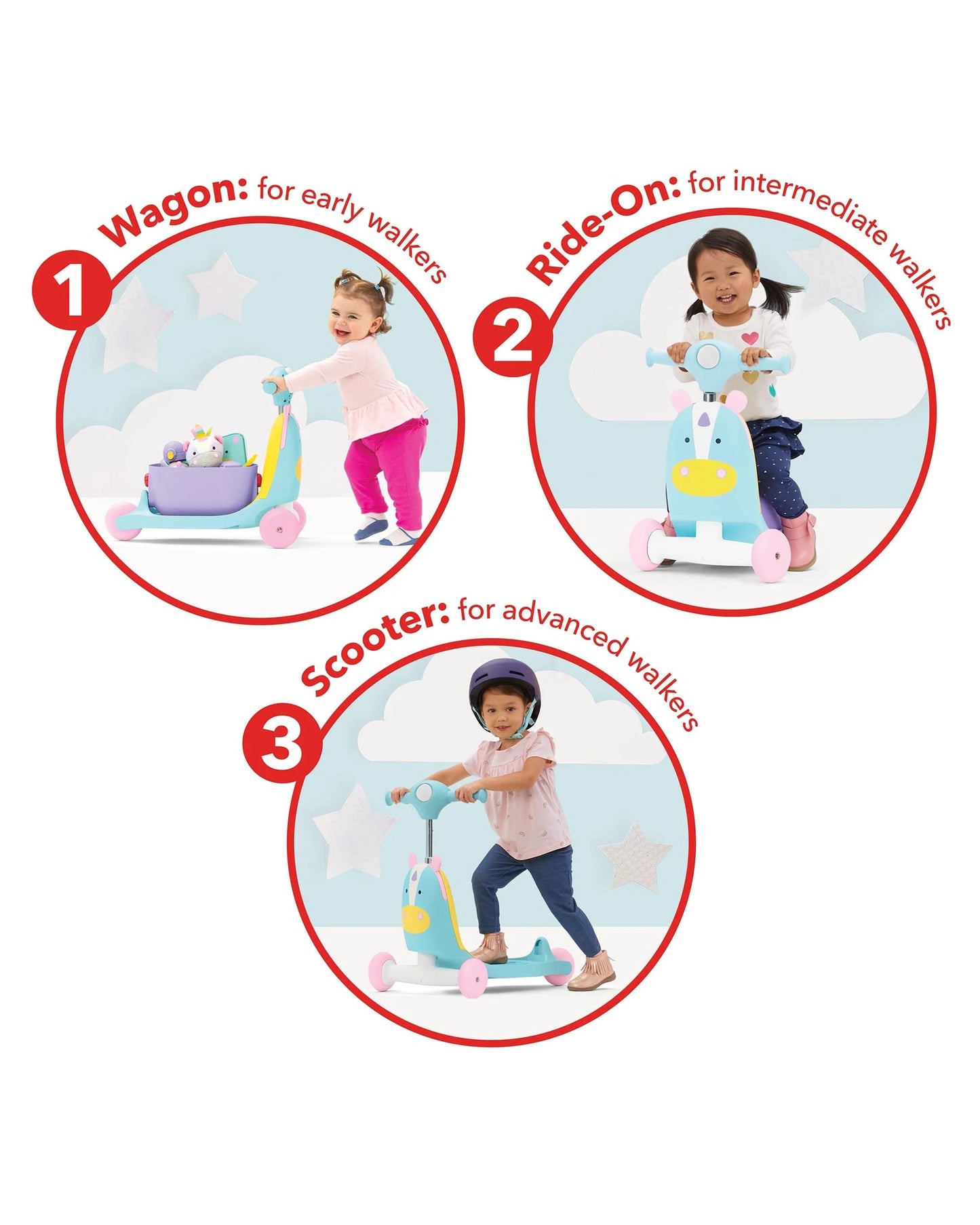 Zoo Unicorn Plastic, Metal Skip Hop 3-in-1 Baby Activity Push Walker to Toddler Scooter, Zoo Unicorn, Good Condition condition - View 5