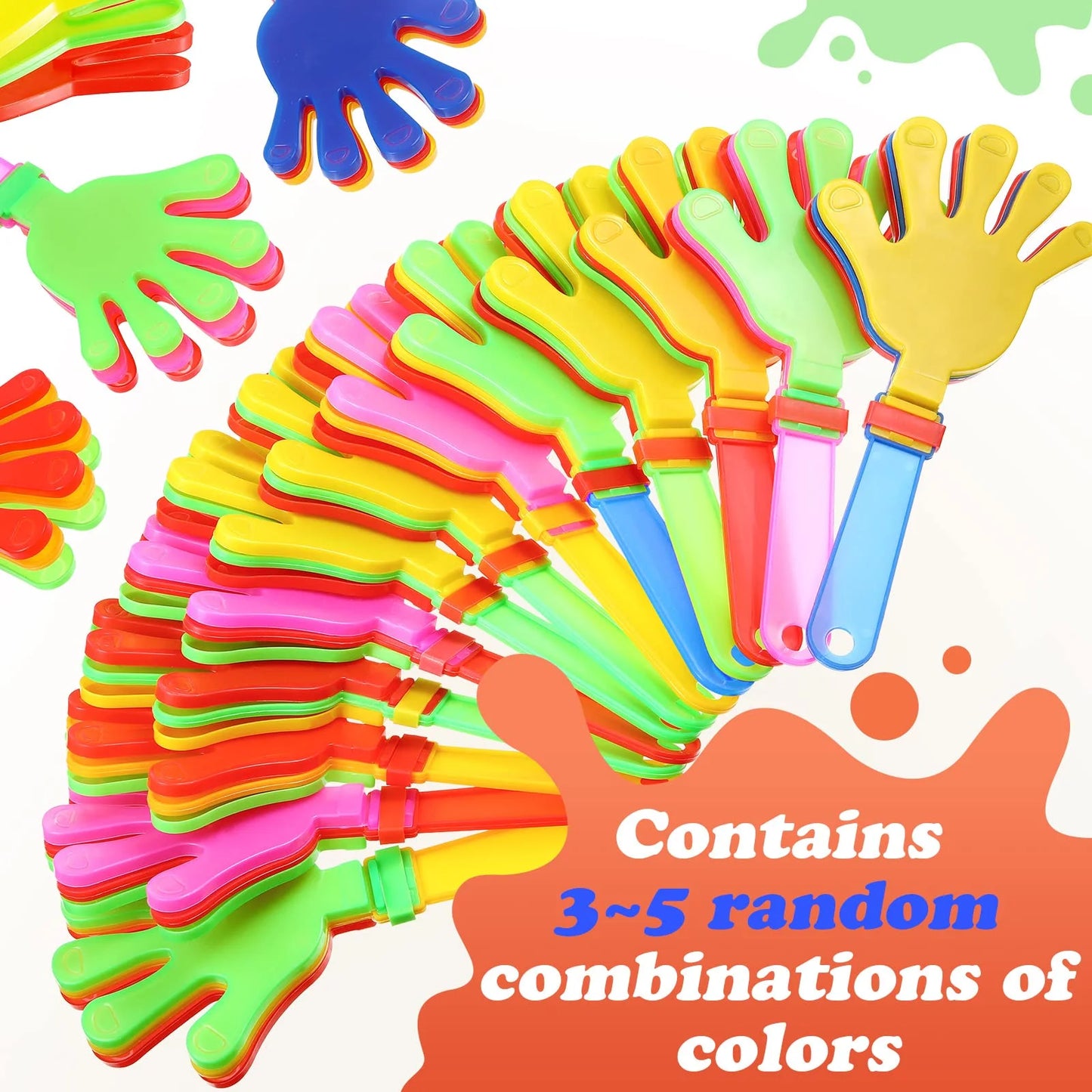 Assorted Plastic Sratte 80 Pcs 7.5 Inch Hand Clappers Noisemakers Bulk Clappers Noisemakers Party Favors Mini Hand Soundboard Plastic Noise Makers for Sporting Events Fiesta Birthday Game Rewards Cheers Supplies, Good Condition condition - View 4