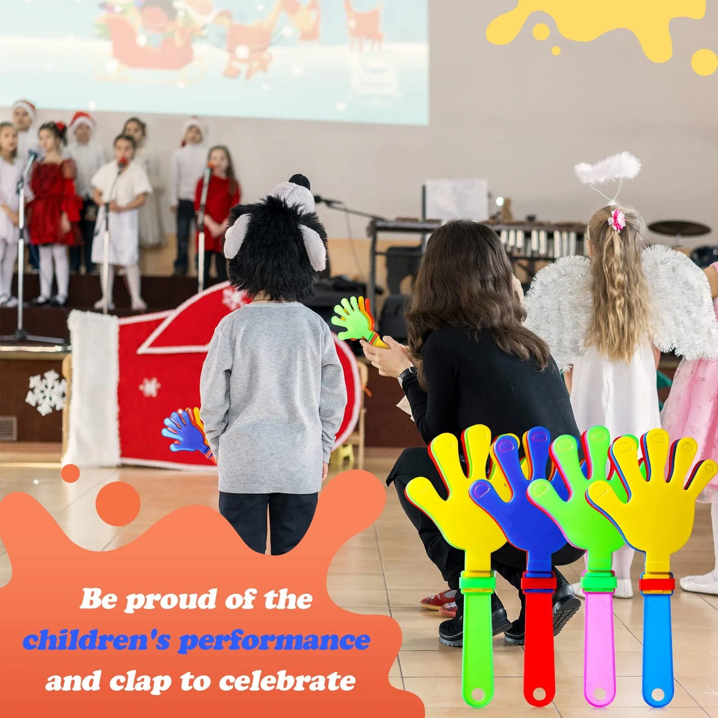 Assorted Plastic Sratte 80 Pcs 7.5 Inch Hand Clappers Noisemakers Bulk Clappers Noisemakers Party Favors Mini Hand Soundboard Plastic Noise Makers for Sporting Events Fiesta Birthday Game Rewards Cheers Supplies, Good Condition condition - View 6