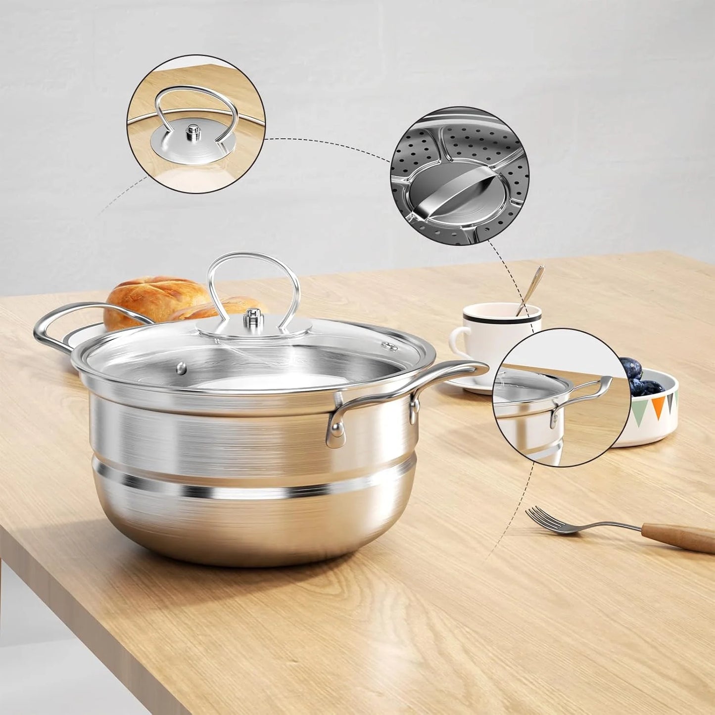 Silver Stainless Steel Stainless Steel Cookware Set, 12 Piece Kitchen Induction Cookware Set, Good Condition condition - View 8