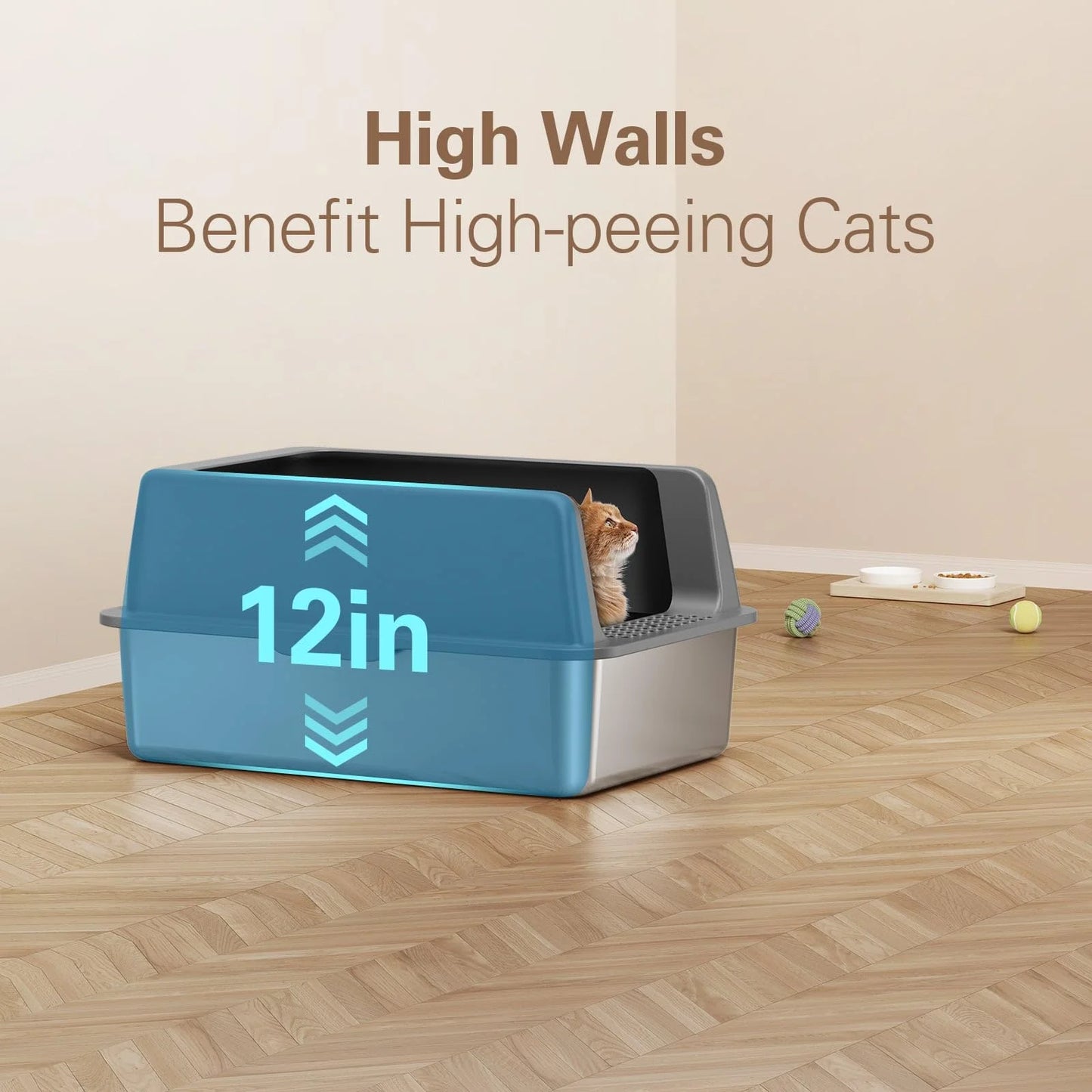 Grey Stainless Steel Stainless Steel Litter Box with Lid, Extra Large Cat Litter Box, XL Large Metal Litter Box for Big Cats with High Sided, Grey, Good Condition condition - View 6