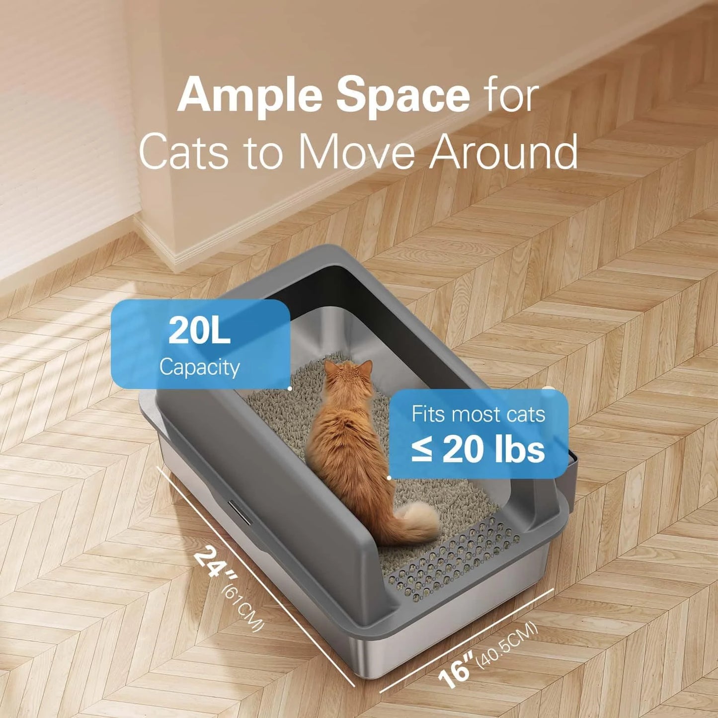 Grey Stainless Steel Stainless Steel Litter Box with Lid, Extra Large Cat Litter Box, XL Large Metal Litter Box for Big Cats with High Sided, Grey, Good Condition condition - View 7