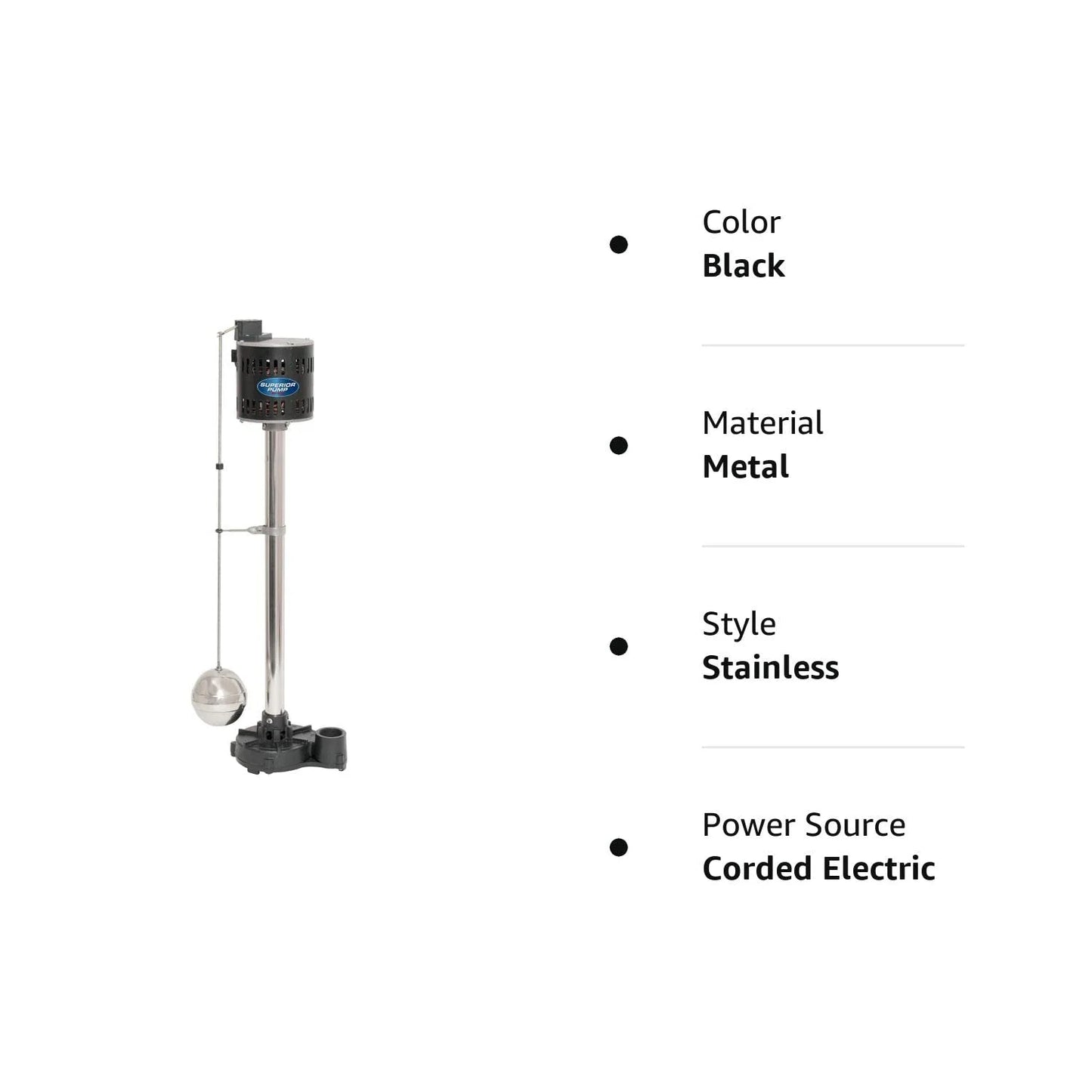 Black Cast Iron Superior Pump 92551 1/2 HP Cast Iron Pedestal Pump, Black, Good Condition condition - View 11