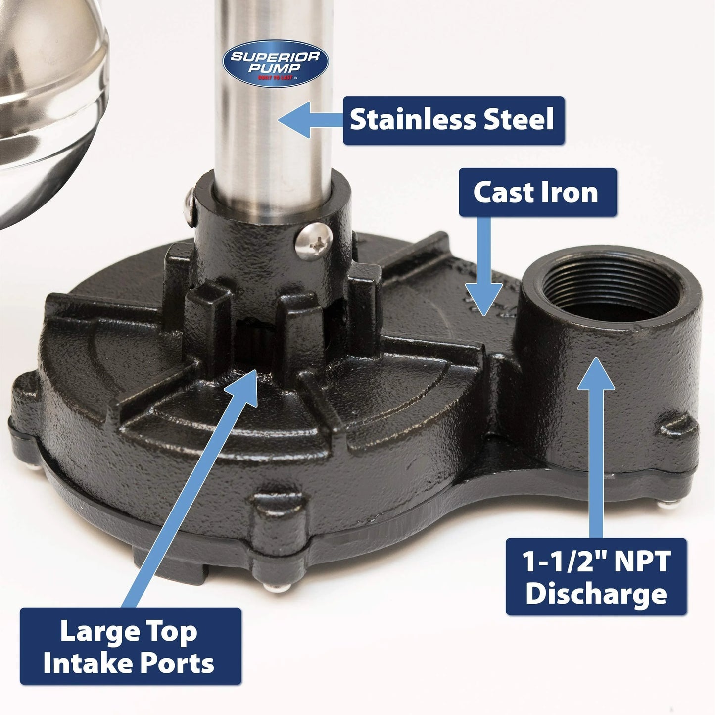 Superior Pump 92551 1/2 HP Cast Iron Pedestal Pump, Black - View 4