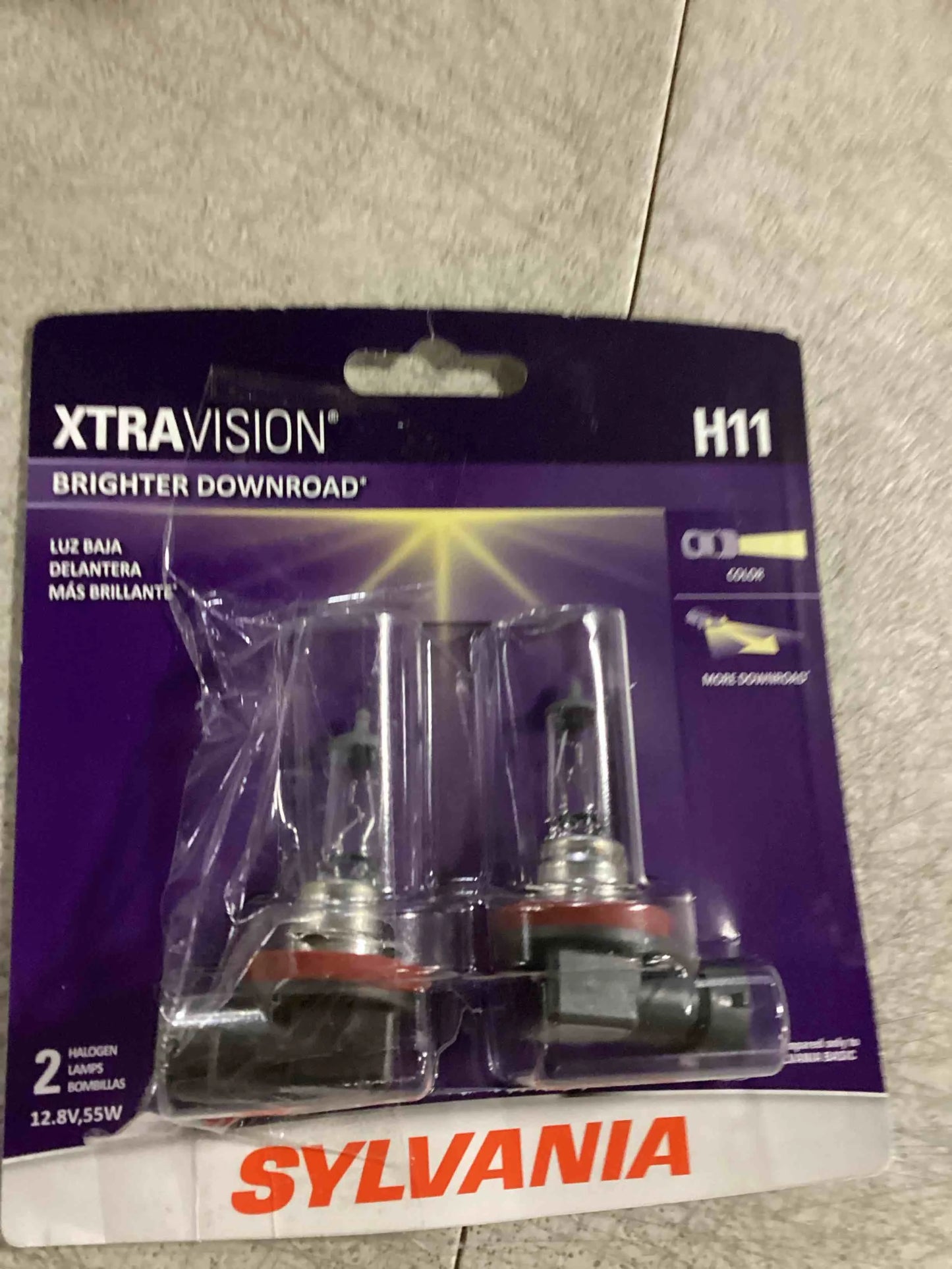 White Halogen SYLVANIA - H11 XtraVision - High Performance Halogen Headlight Bulb, High Beam, Low Beam and Fog Replacement Bulb (Contains 2 Bulbs), Good Condition condition - View 2