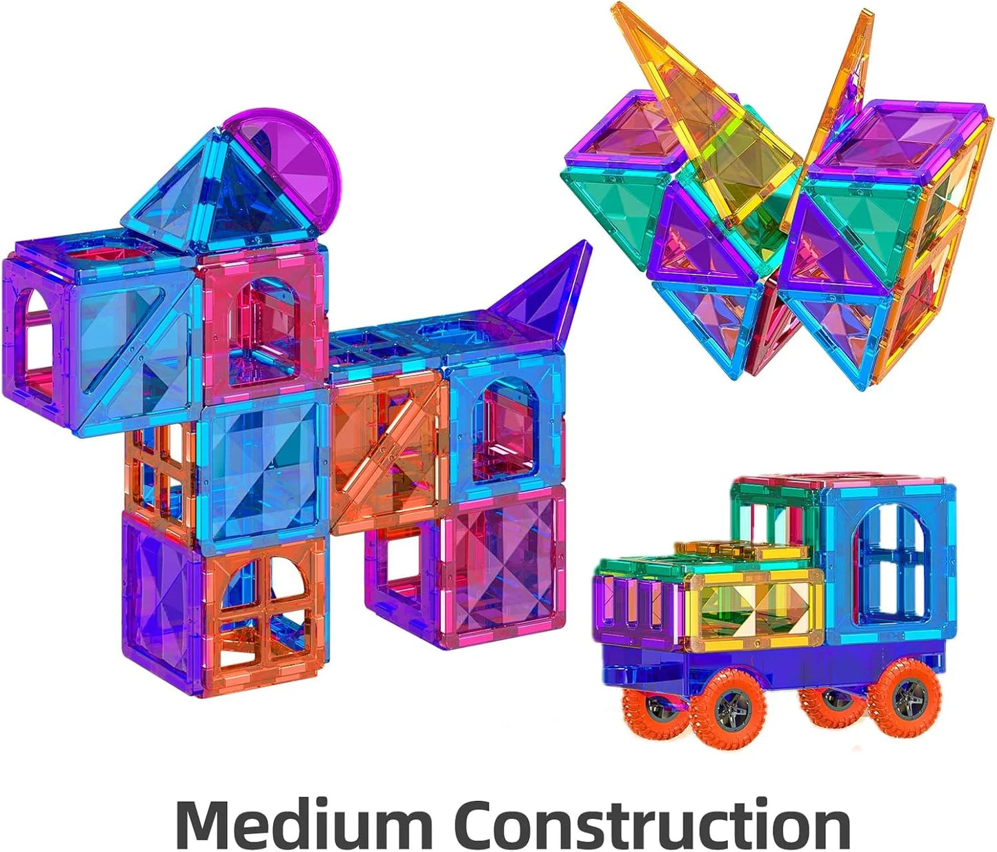 Various Plastic and magnet TEMI Magnet Tiles, 80 PCS Magnet Building Toy, Magnets Building Set, Learning and Education Toys Christmas Toy Gifts for Ages 3 4 5 6 7 8+ Year Old Toddler Kids Boys and Girls, Brand New condition - View 10
