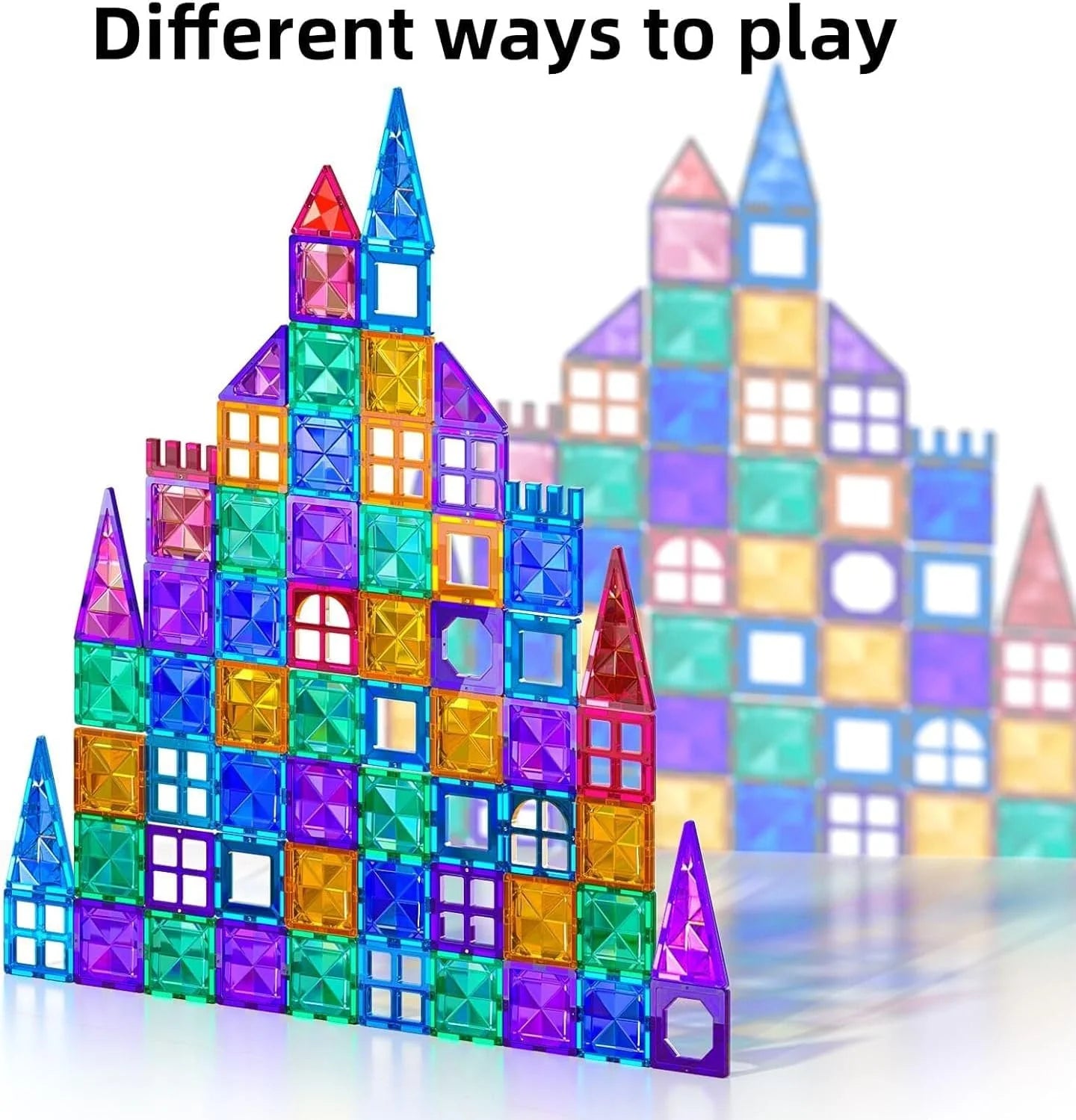 Various Plastic and magnet TEMI Magnet Tiles, 80 PCS Magnet Building Toy, Magnets Building Set, Learning and Education Toys Christmas Toy Gifts for Ages 3 4 5 6 7 8+ Year Old Toddler Kids Boys and Girls, Brand New condition - View 6