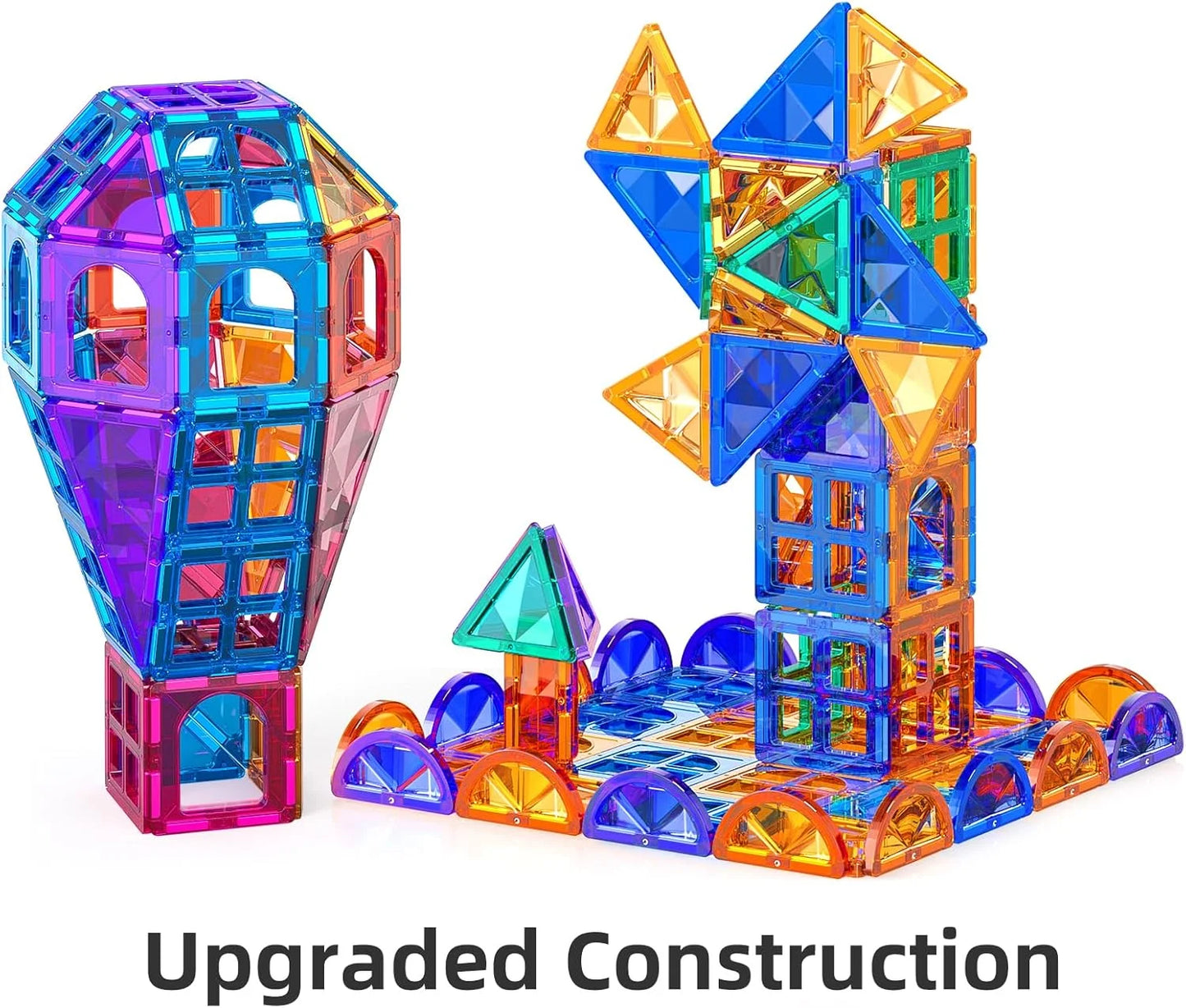 Various Plastic and magnet TEMI Magnet Tiles, 80 PCS Magnet Building Toy, Magnets Building Set, Learning and Education Toys Christmas Toy Gifts for Ages 3 4 5 6 7 8+ Year Old Toddler Kids Boys and Girls, Brand New condition - View 9