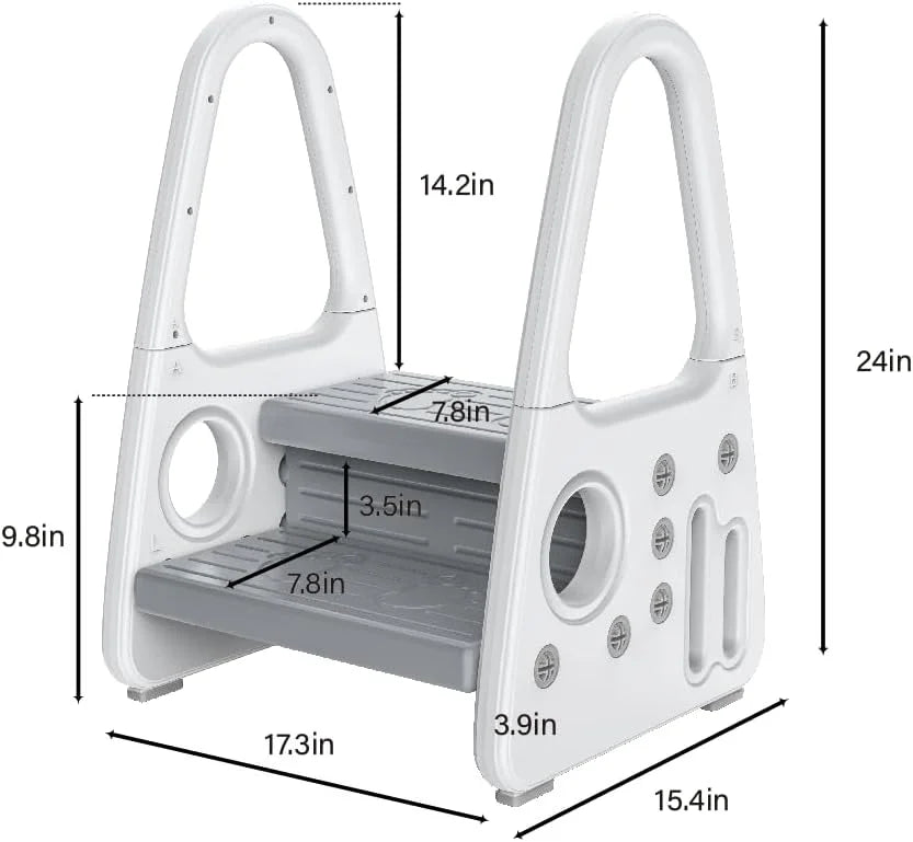N/A Plastic Toddler Step Stool for Kitchen Counter Bathroom Sink Toilet Potty Training Children Step Ladder Step Stool for Kids with Safety Handles (Two Floor), Good Condition condition - View 4