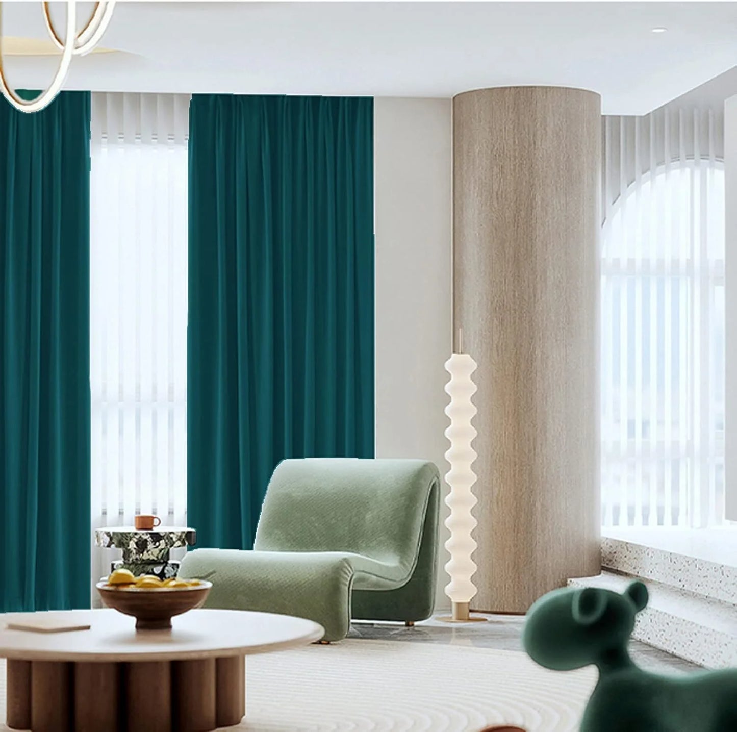Teal Velvet Twin Six Blackout Velvet Curtains 2 Panels Set with 2 Pillow Cases, Block Light Thermal Insulated Super Luxury Velour Rod Pocket Drapes for Bedroom Living Room (Teal, 42 x 63 inch), Brand New condition - View 7
