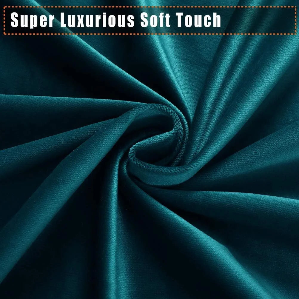 Teal Velvet Twin Six Blackout Velvet Curtains 2 Panels Set with 2 Pillow Cases, Block Light Thermal Insulated Super Luxury Velour Rod Pocket Drapes for Bedroom Living Room (Teal, 42 x 63 inch), Brand New condition - View 9