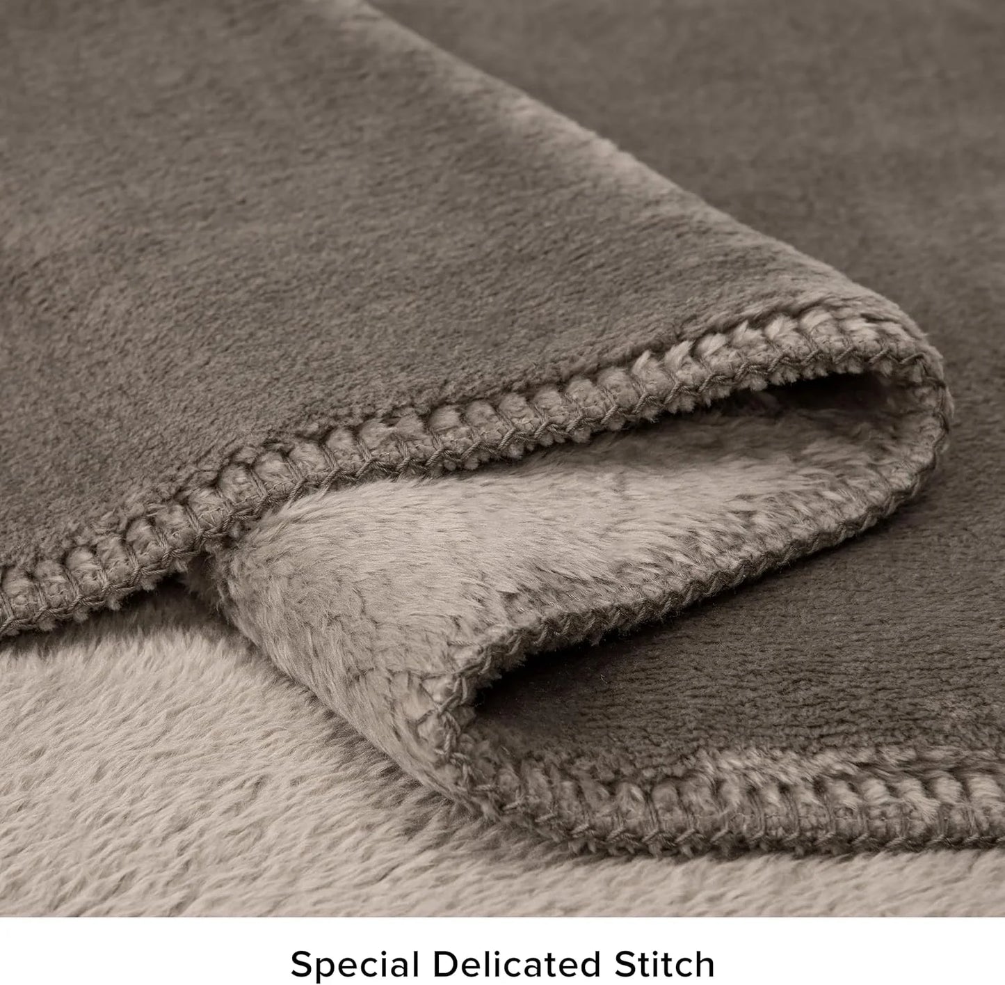 Light Fawn Throw Brown Plush Flannel UGG 18964 Whitecap Plush Flannel Oversized Reversible Fleece Throw Blanket Comfortable Lightweight Decor Hotel Style Luxurious Machine Easy Care Washable Blankets, 50 x 70-Inch, Light Fawn Throw Brown, Good Condition condition - View 7