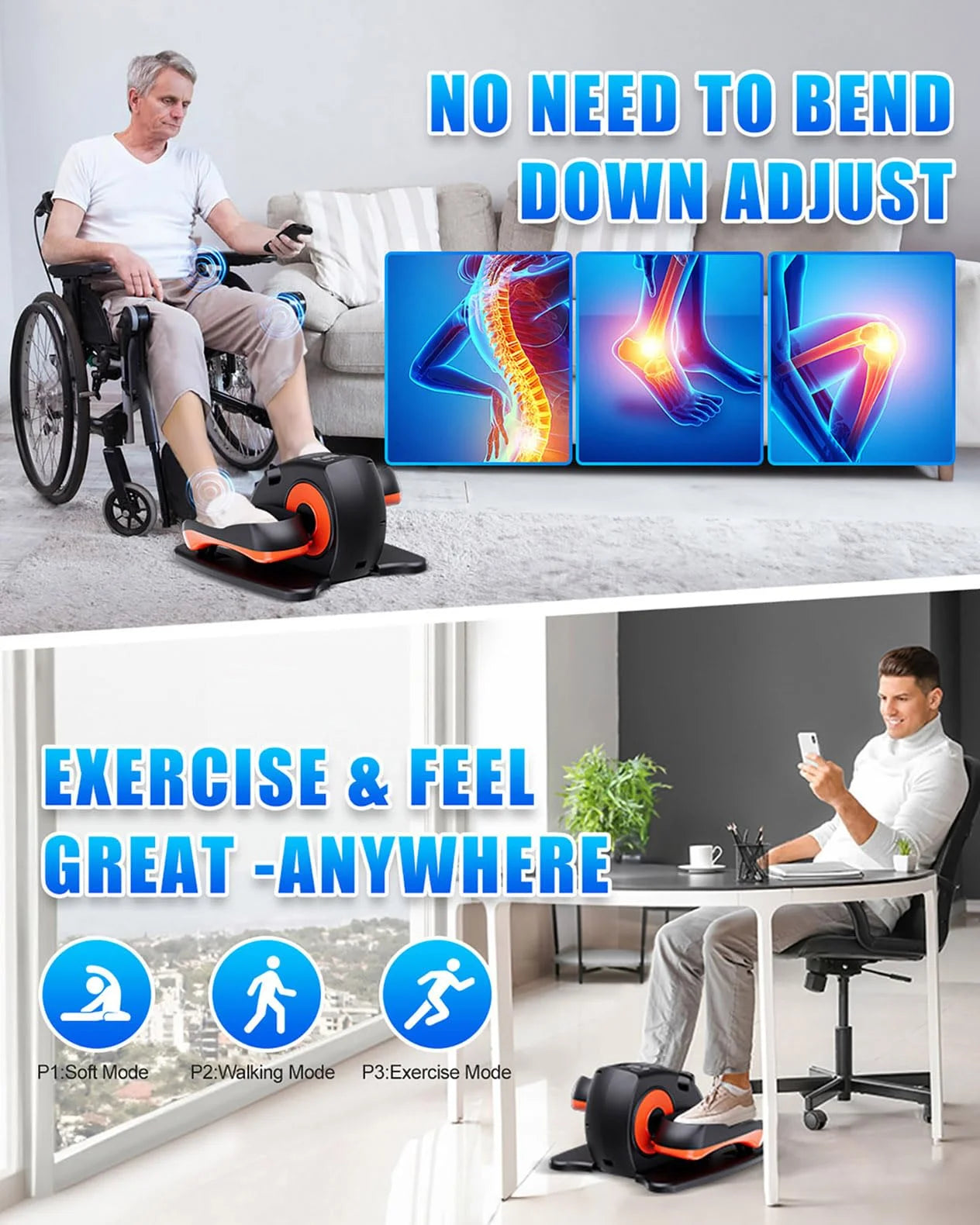 product Under Desk Elliptical Machine, Electric Ellipse Leg Exerciser as Seen on TV for Seniors with 12 Adjustable, Quiet Portable Elliptical Machine, Seated Pedal Exerciser with Remote Control, Good Condition condition - View 5