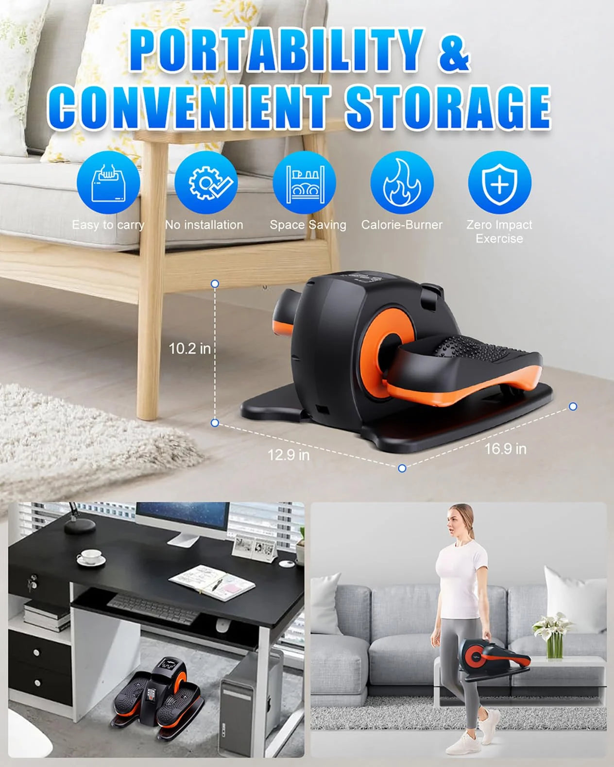 product Under Desk Elliptical Machine, Electric Ellipse Leg Exerciser as Seen on TV for Seniors with 12 Adjustable, Quiet Portable Elliptical Machine, Seated Pedal Exerciser with Remote Control, Good Condition condition - View 9