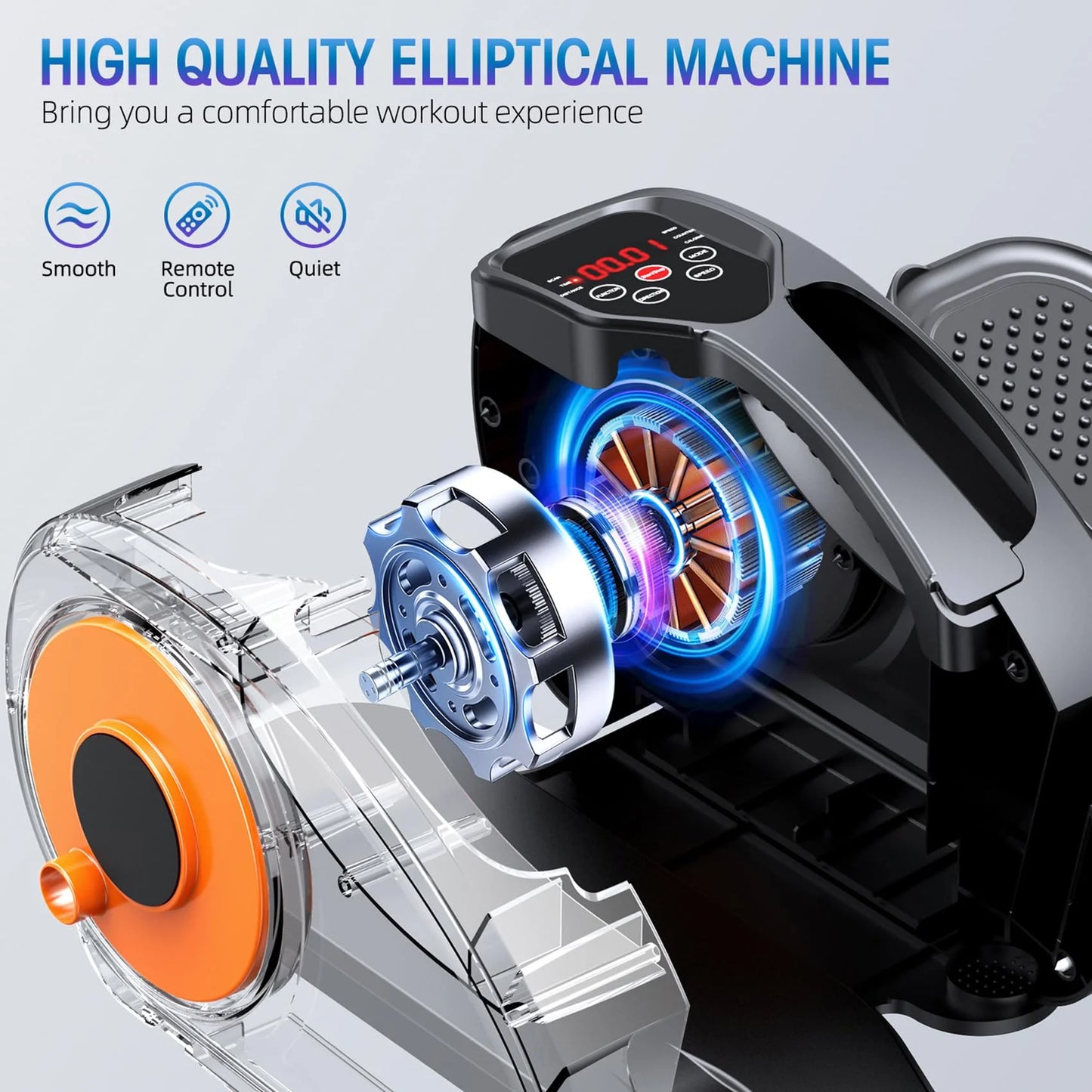 Black Plastic, Metal Under Desk Elliptical Machine, Ellipse Leg Exerciser for Seniors Fully Assembled, Quiet & Portable Electric Seated Pedal Exerciser with Remote Control & 12 Adjustable Speeds, Good Condition condition - View 3