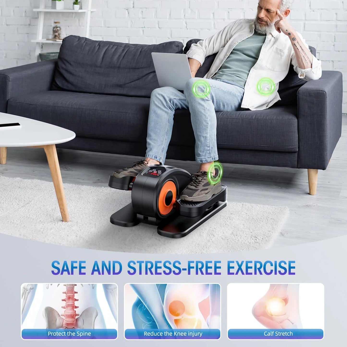 Black Plastic, Metal Under Desk Elliptical Machine, Ellipse Leg Exerciser for Seniors Fully Assembled, Quiet & Portable Electric Seated Pedal Exerciser with Remote Control & 12 Adjustable Speeds, Good Condition condition - View 6