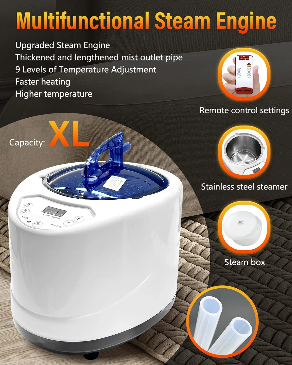 Black Fabric Upgraded Infrared Sauna Box for Relaxation,Detoxification,Portable Steam Sauna for Home with XL Steamer,Folding Chair,Multiple Layered Full Body Sauna Tent for Spa,Indoor,Outdoor,Gym-Black, As Is condition - View 7