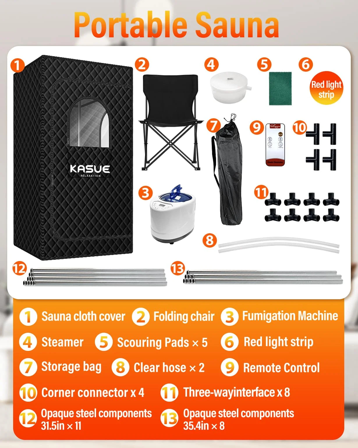 Black Fabric Upgraded Infrared Sauna Box for Relaxation,Detoxification,Portable Steam Sauna for Home with XL Steamer,Folding Chair,Multiple Layered Full Body Sauna Tent for Spa,Indoor,Outdoor,Gym-Black, As Is condition - View 9