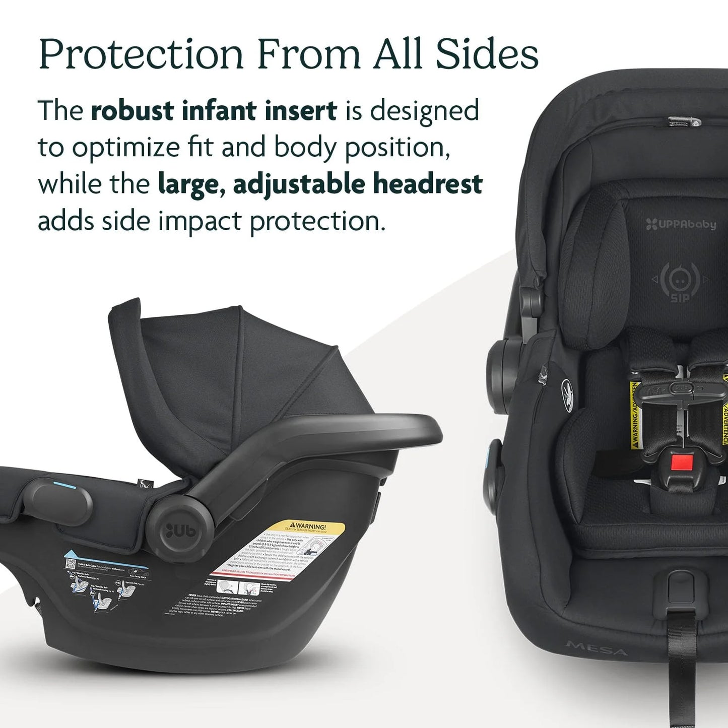 Jake (Charcoal) Mixed Materials UPPAbaby Mesa V2 Infant Car Seat/Easy Installation/Innovative SmartSecure Technology/Base + Robust Infant Insert Included/Direct Stroller Attachment/Jake (Charcoal), Good Condition condition - View 6