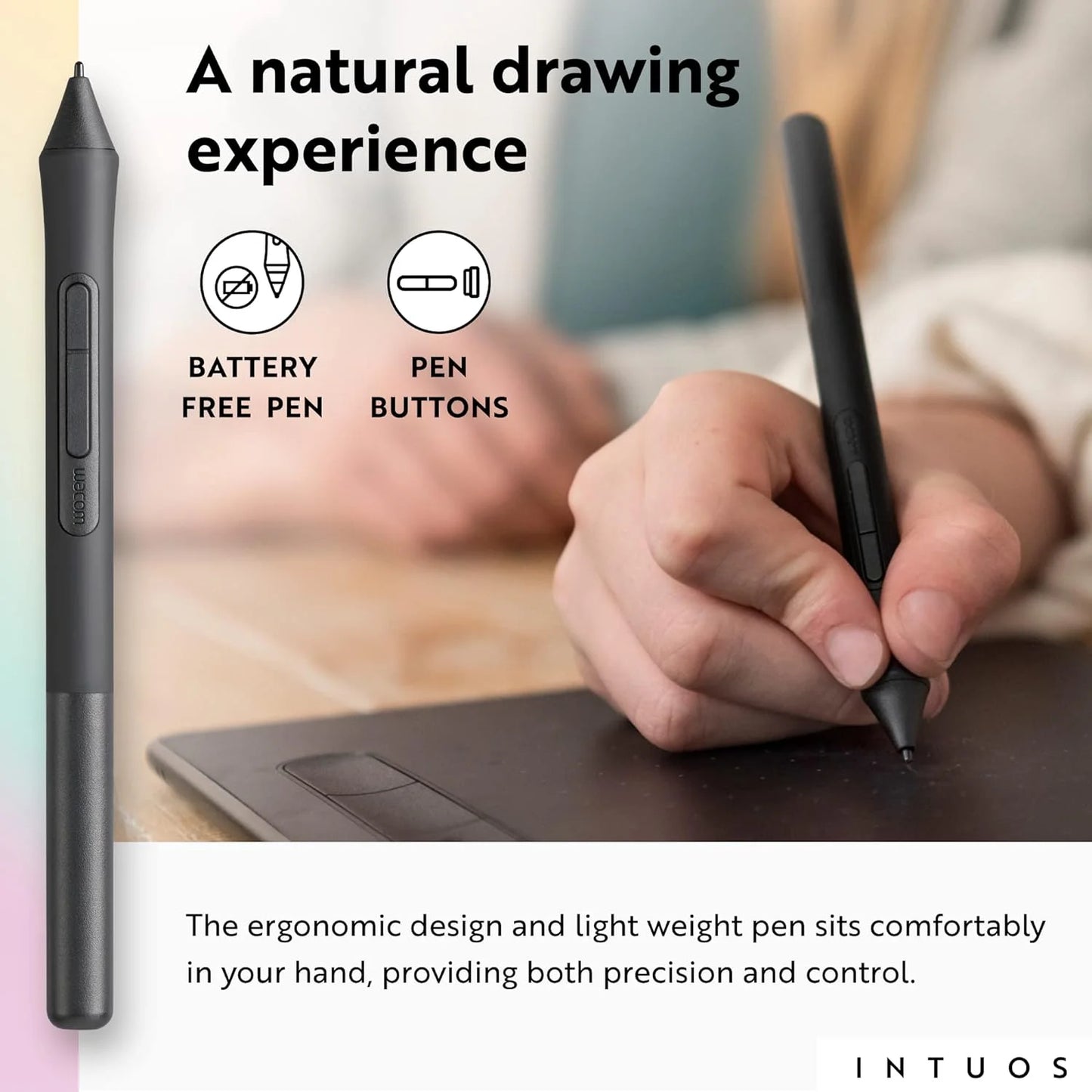 Black N/A Wacom Intuos Medium Bluetooth Graphics Drawing Tablet, Portable for Teachers, Students and Creators, 4 Customizable ExpressKeys, Compatible with Chromebook Mac OS Android and Windows - Black Black Medium Bluetooth, Brand New condition - View 8