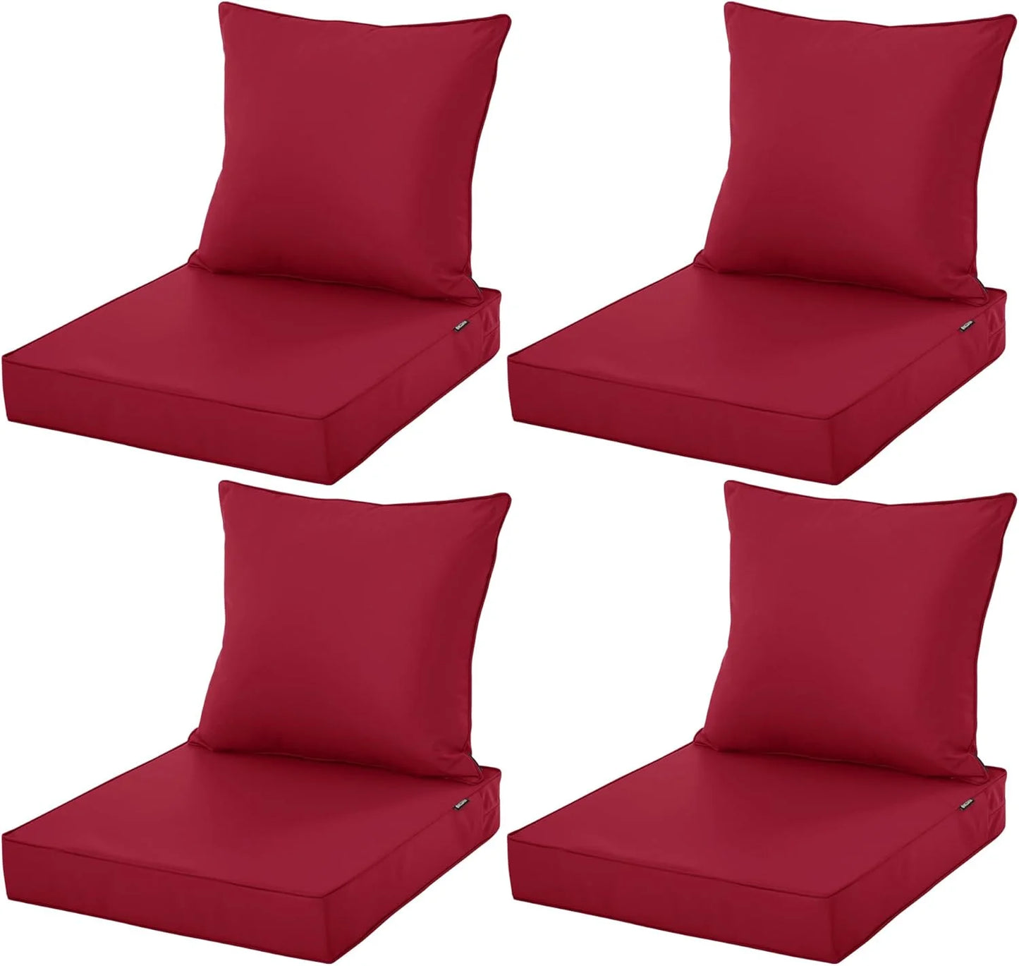 Burgundy Waterproof fabric Waterproof Outdoor Chair Cushion Set, Fade and Tear Resistant Patio Furniture Cushions with Removeable Covers, 19x19 Inch, Burgundy, Set of 4, Good Condition condition - View 1