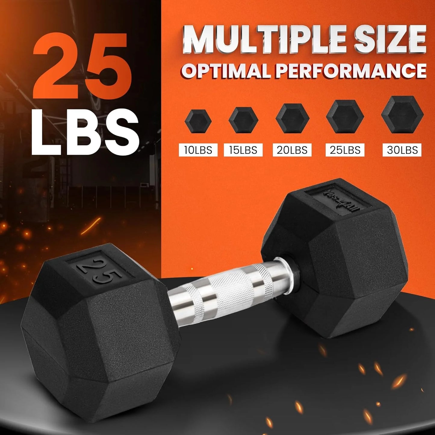 Chrome Chrome, Rubber Yes4All Chrome Grip Encased Hex Dumbbells – Hand Weights With Anti-Slip 5-50 LBS Single, Brand New condition - View 4