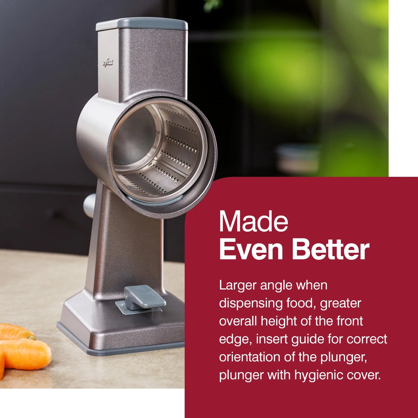 Silver Aluminium Zyliss Rotary Cheese Grater, Aluminium, 3 Steel Drum Blades, Cheese, Vegetable, Chocolate, Nut, Fruit Grater with Handle, Non-Slip Suction Foot and Table Clamp, 5 Year Guarantee, Good Condition condition - View 9
