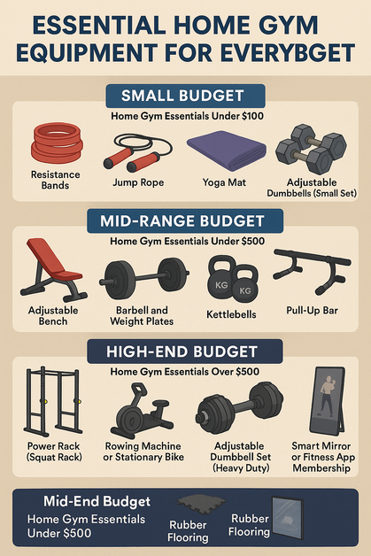 Equipos esenciales de gimnasio en casa para todos los presupuestos