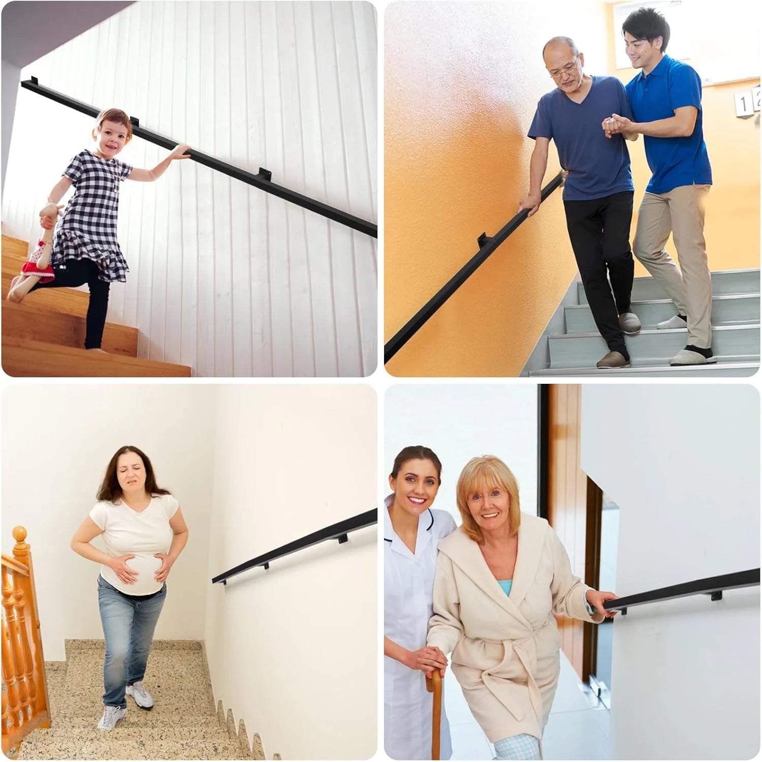 10 Feet Black Metal Handrail for Indoor Stairs - View 11