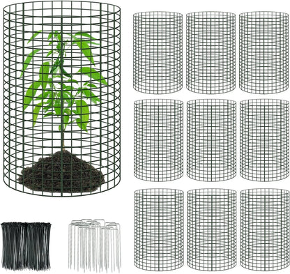 Silver Metal 10 Packs 24"x 12" Large Wire Plant Protectors Wire Plant Cages Mesh Plant Cage Chicken Wire Cloche with Ground Stakes and Nylon Ties Protect Plants,Garden,Shrubs and Vegetables from Animals-30PCS, Brand New condition - View 1