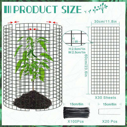 Silver Metal 10 Packs 24"x 12" Large Wire Plant Protectors Wire Plant Cages Mesh Plant Cage Chicken Wire Cloche with Ground Stakes and Nylon Ties Protect Plants,Garden,Shrubs and Vegetables from Animals-30PCS, Brand New condition - View 4