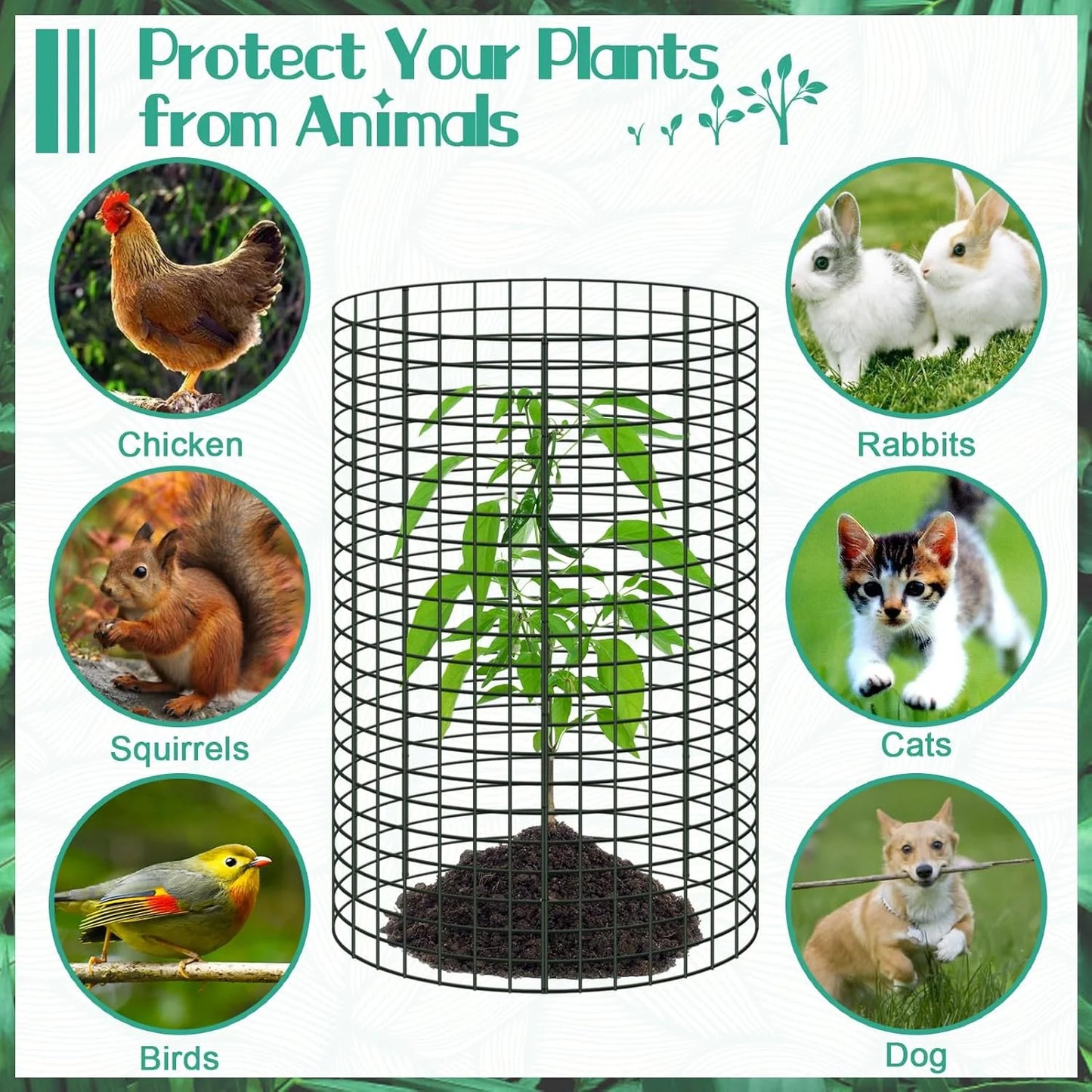 Silver Metal 10 Packs 24"x 12" Large Wire Plant Protectors Wire Plant Cages Mesh Plant Cage Chicken Wire Cloche with Ground Stakes and Nylon Ties Protect Plants,Garden,Shrubs and Vegetables from Animals-30PCS, Brand New condition - View 6