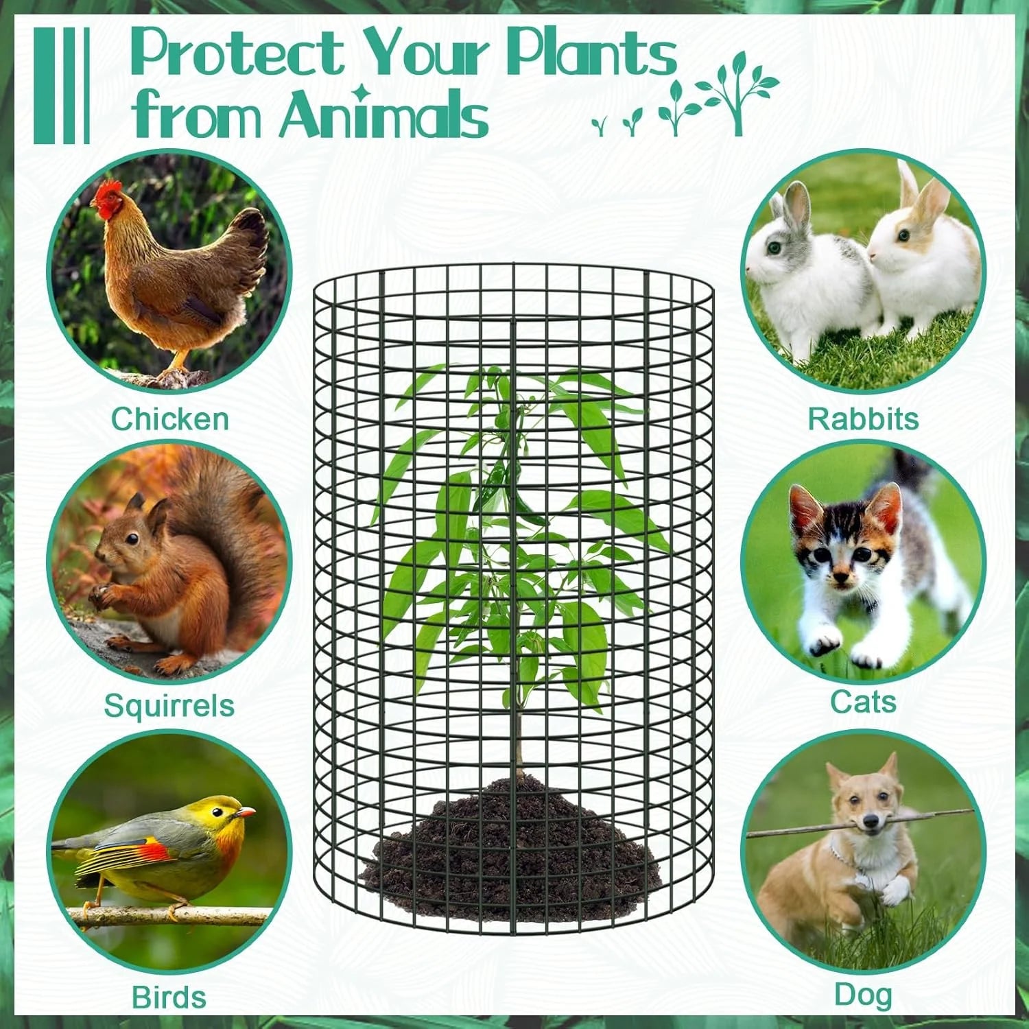 Silver Metal 10 Packs 24"x 12" Large Wire Plant Protectors Wire Plant Cages Mesh Plant Cage Chicken Wire Cloche with Ground Stakes and Nylon Ties Protect Plants,Garden,Shrubs and Vegetables from Animals-30PCS, Brand New condition - View 6