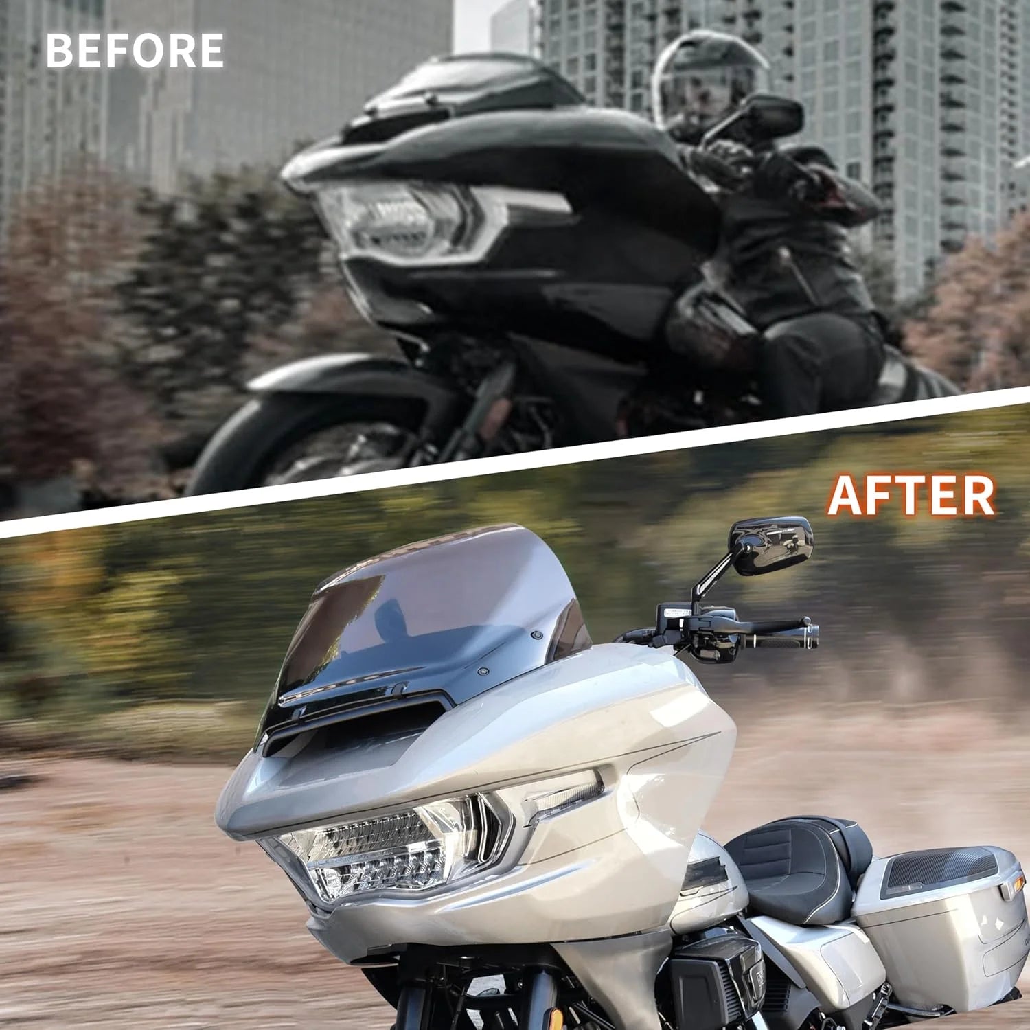 Dark Tinted High-quality materials 10" Windshield for Harley Road Glide CVO 2024, Dark Tinted Wind Shield Windscreen Air Deflector for Harley Davidson Road Glide CVO FLTRXSE 2023-2024 Accessory, Brand New condition - View 5