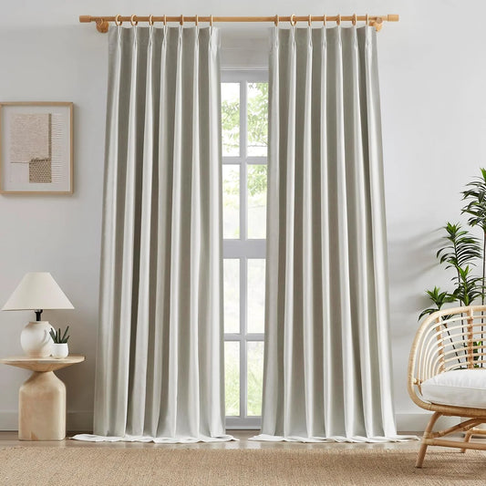 104 Inch Blackout Curtains Linen Blend 2 Panels - View 1